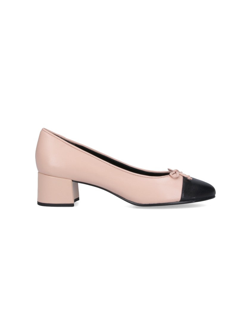 Pink Hammered Leather Bow Pumps – Pink