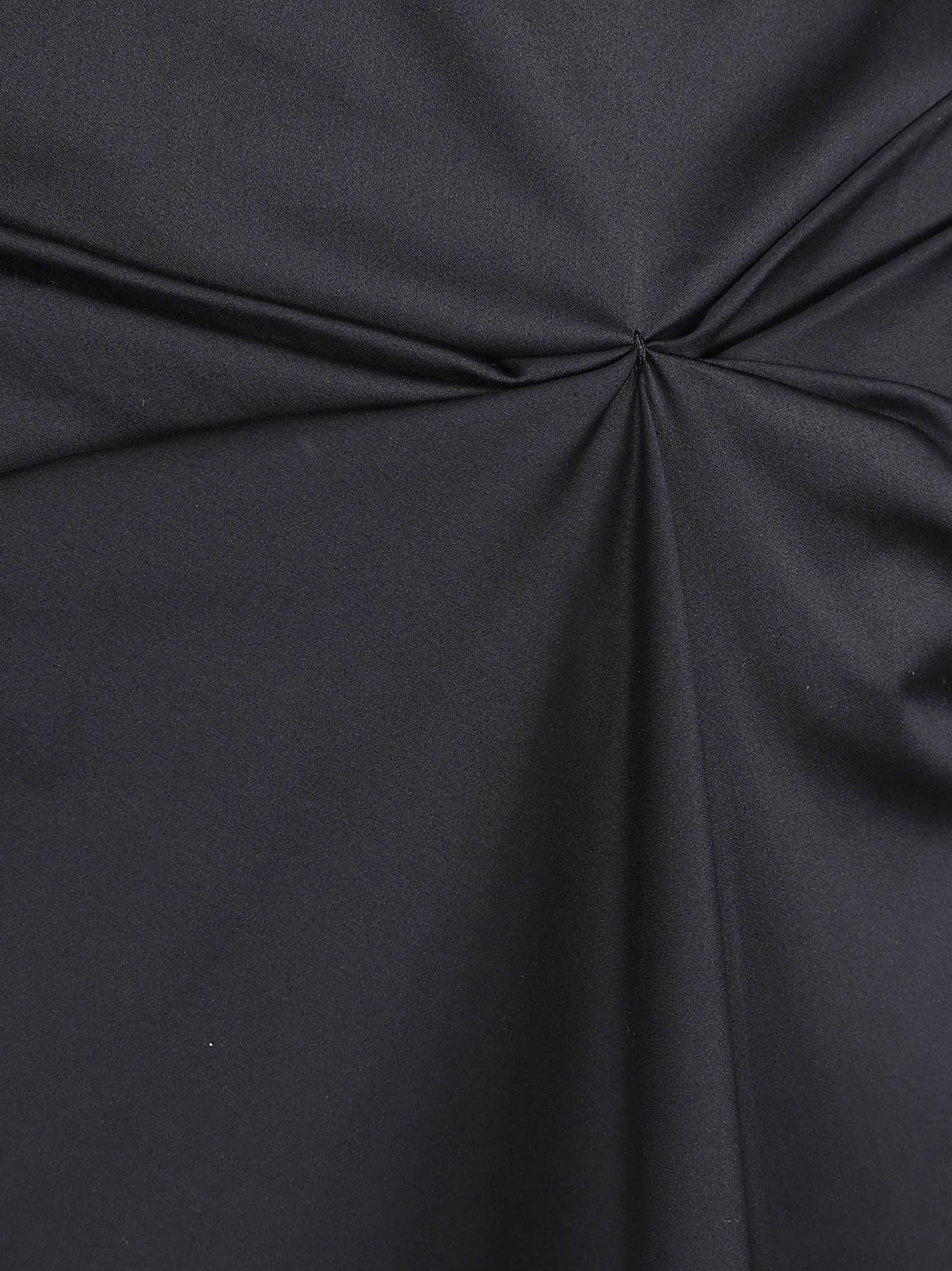 Gathered Detail Black Skirt with Concealed Zipper