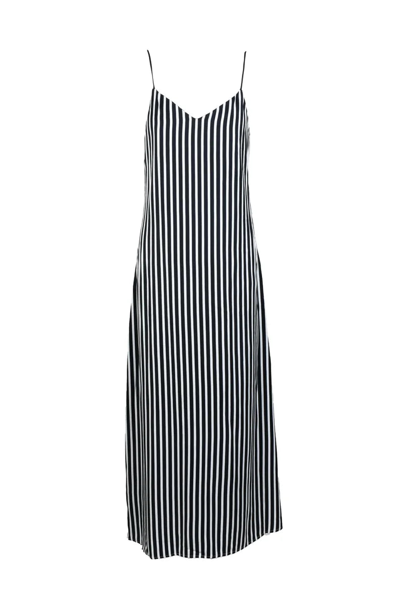 Black/White Long Satin Dress