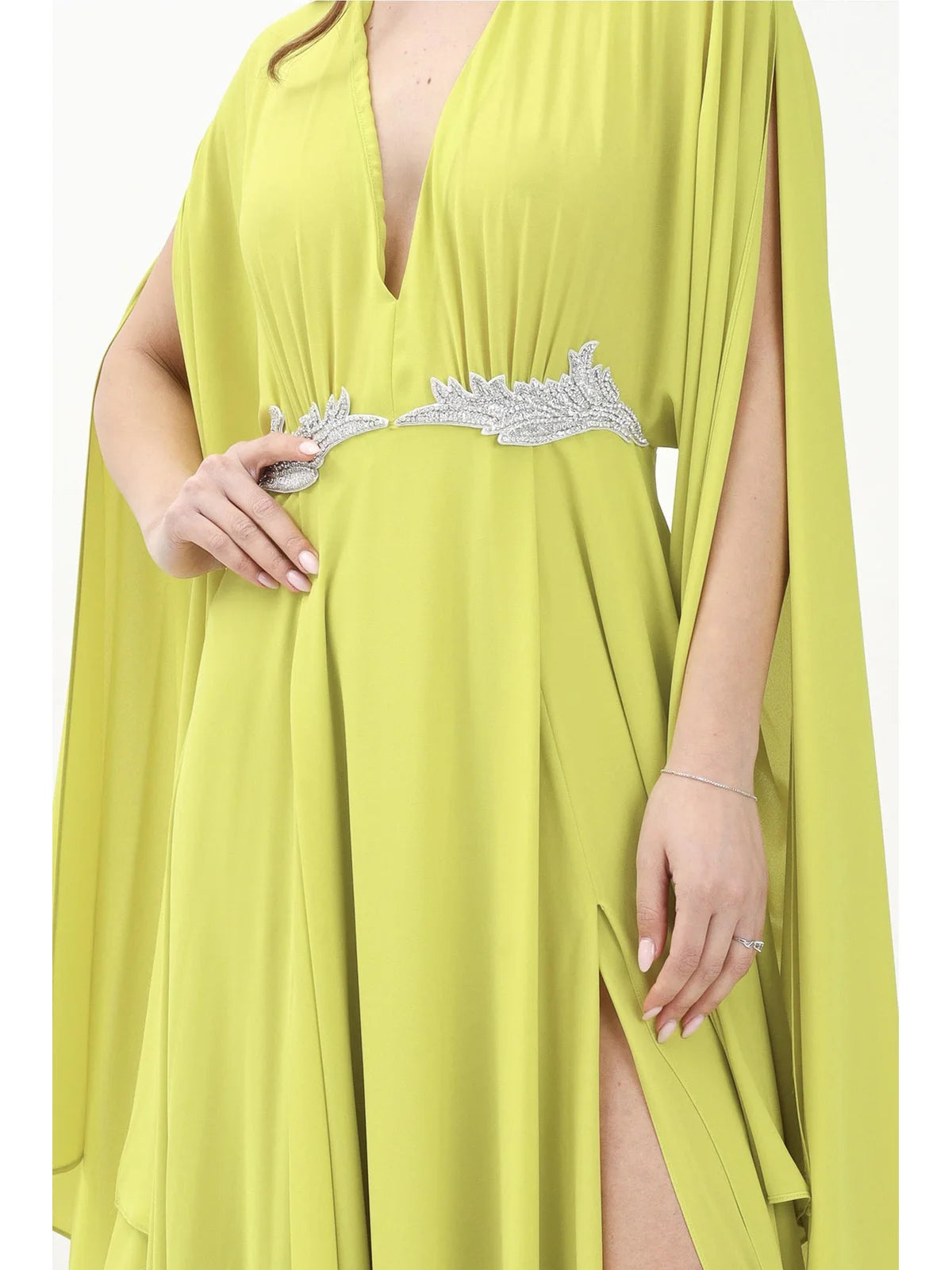 Green Angera Polyester Long Dress