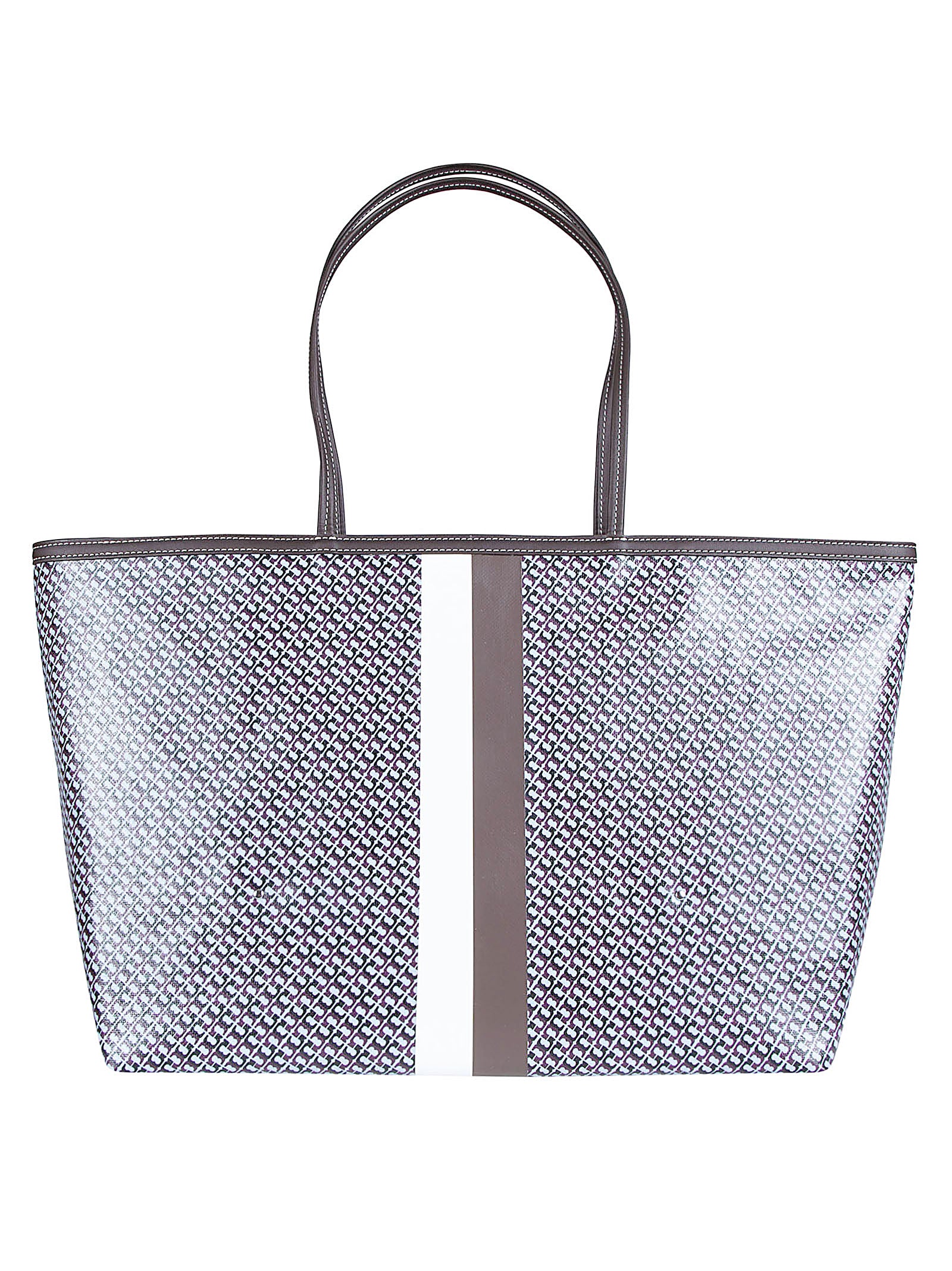 Geometric Patterned Racer Tote Bag with Dual Top Handles