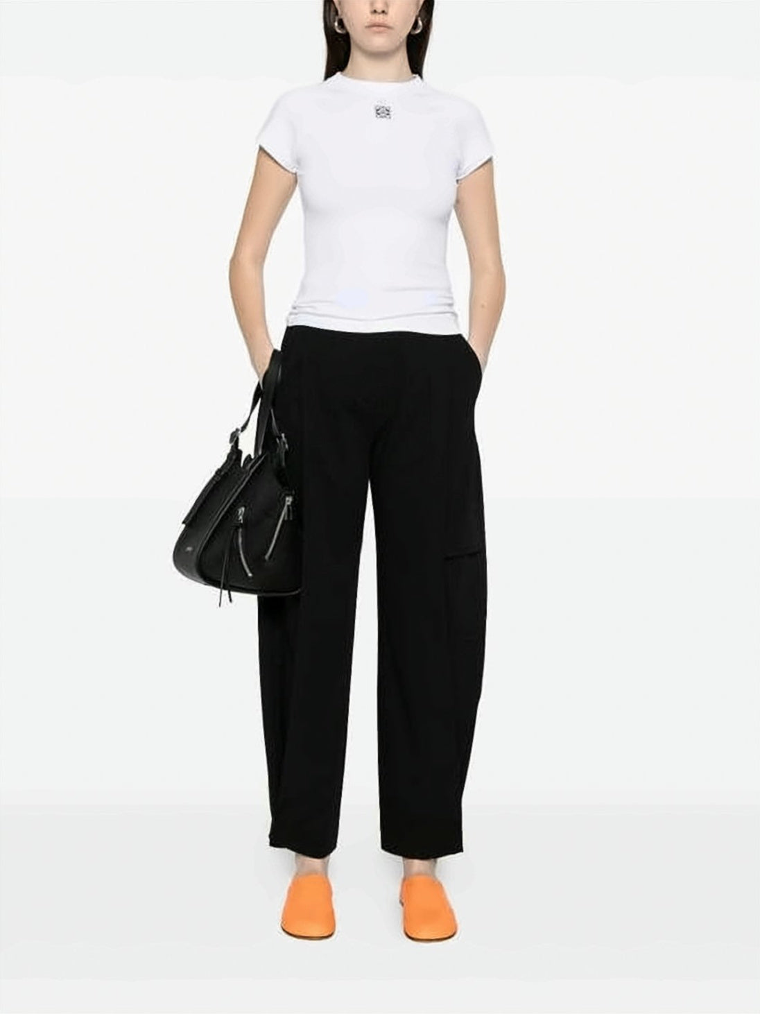 Fitted Short-Sleeve Top with Minimalist Emblem