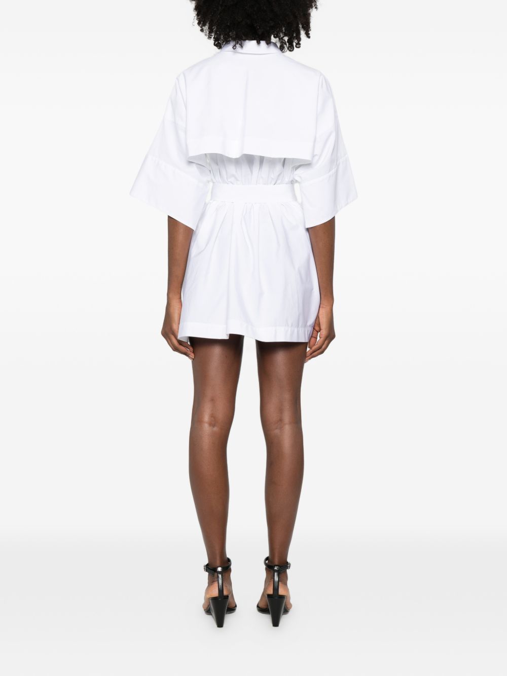 Oversized White Silk and Nylon Dress