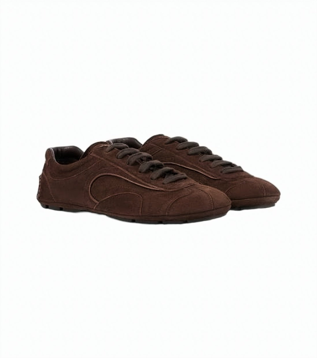 Brown Sneakers with Nylon and Suede Construction