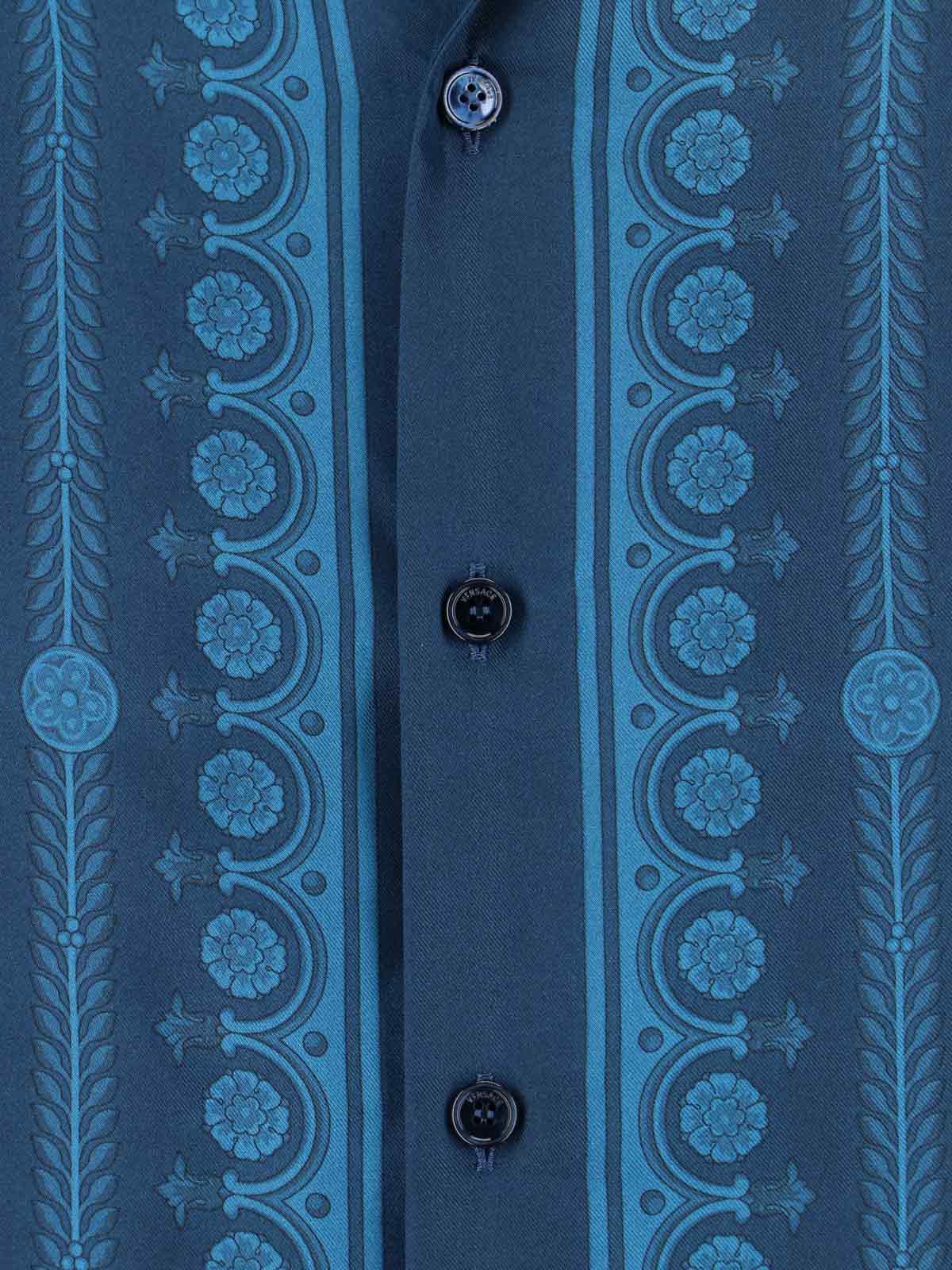 "Barocco" Silk Shirt – Blue
