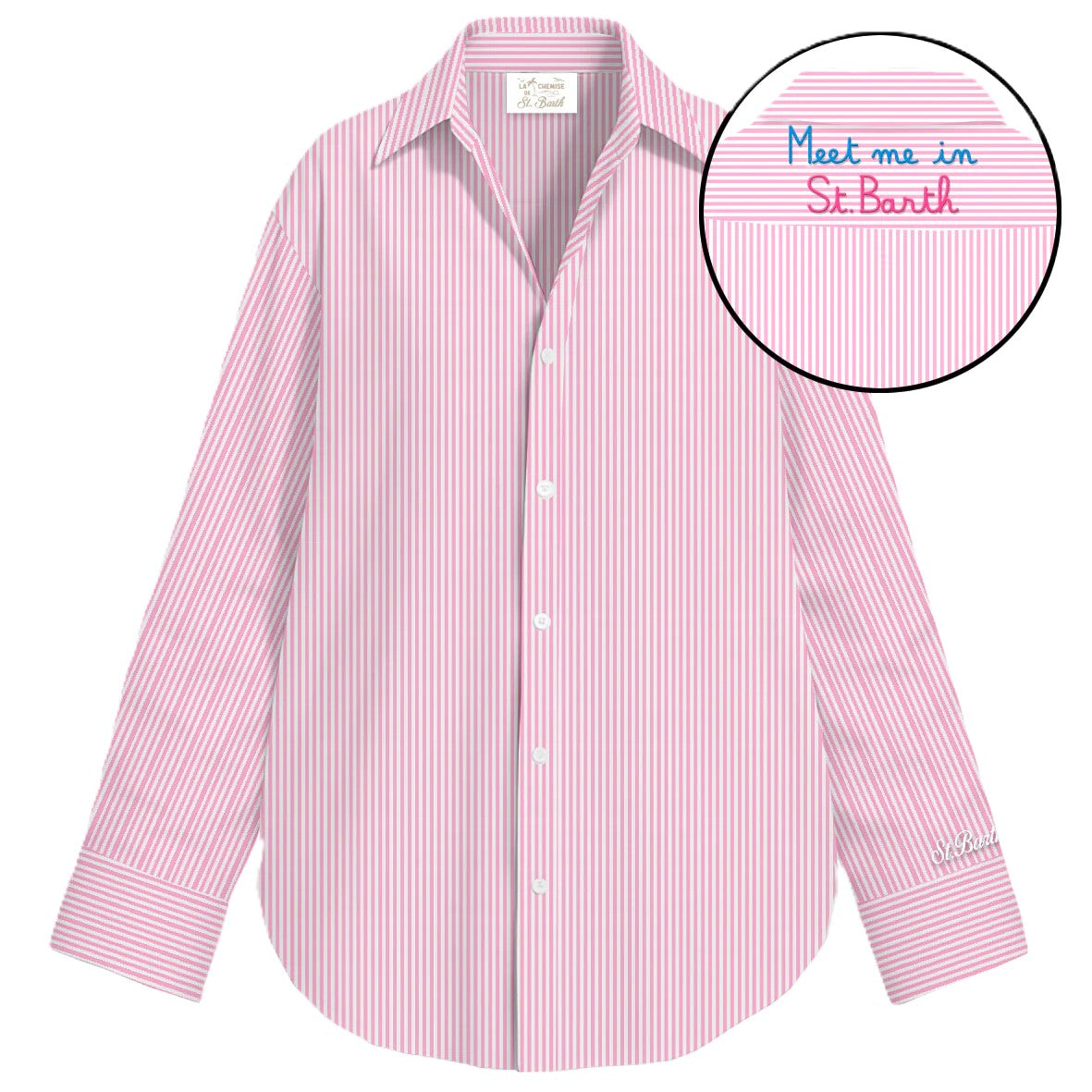 Relaxed Fit Long Sleeve Shirt with Vertical Stripe Pattern