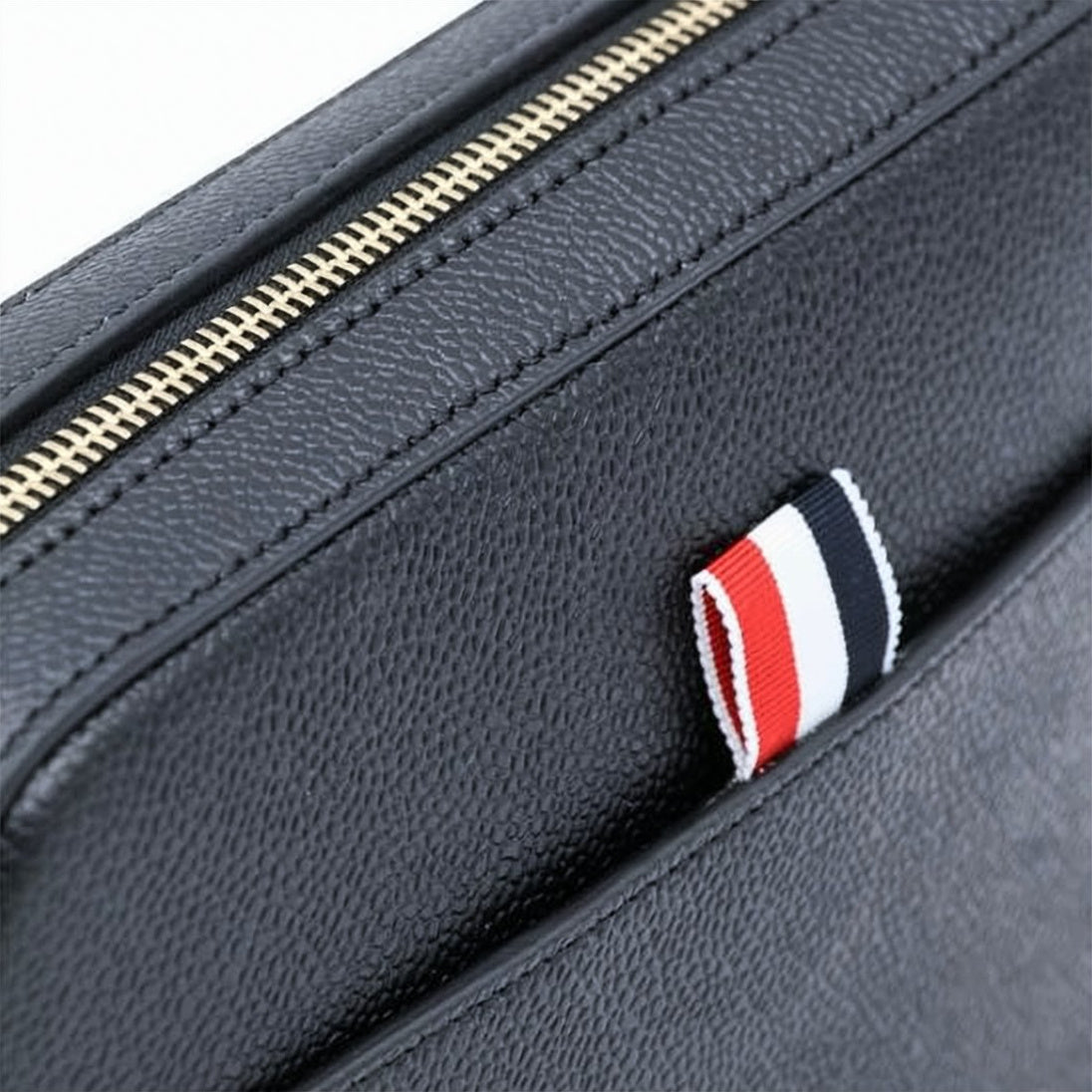 Textured Leather Clutch with Zip Closure