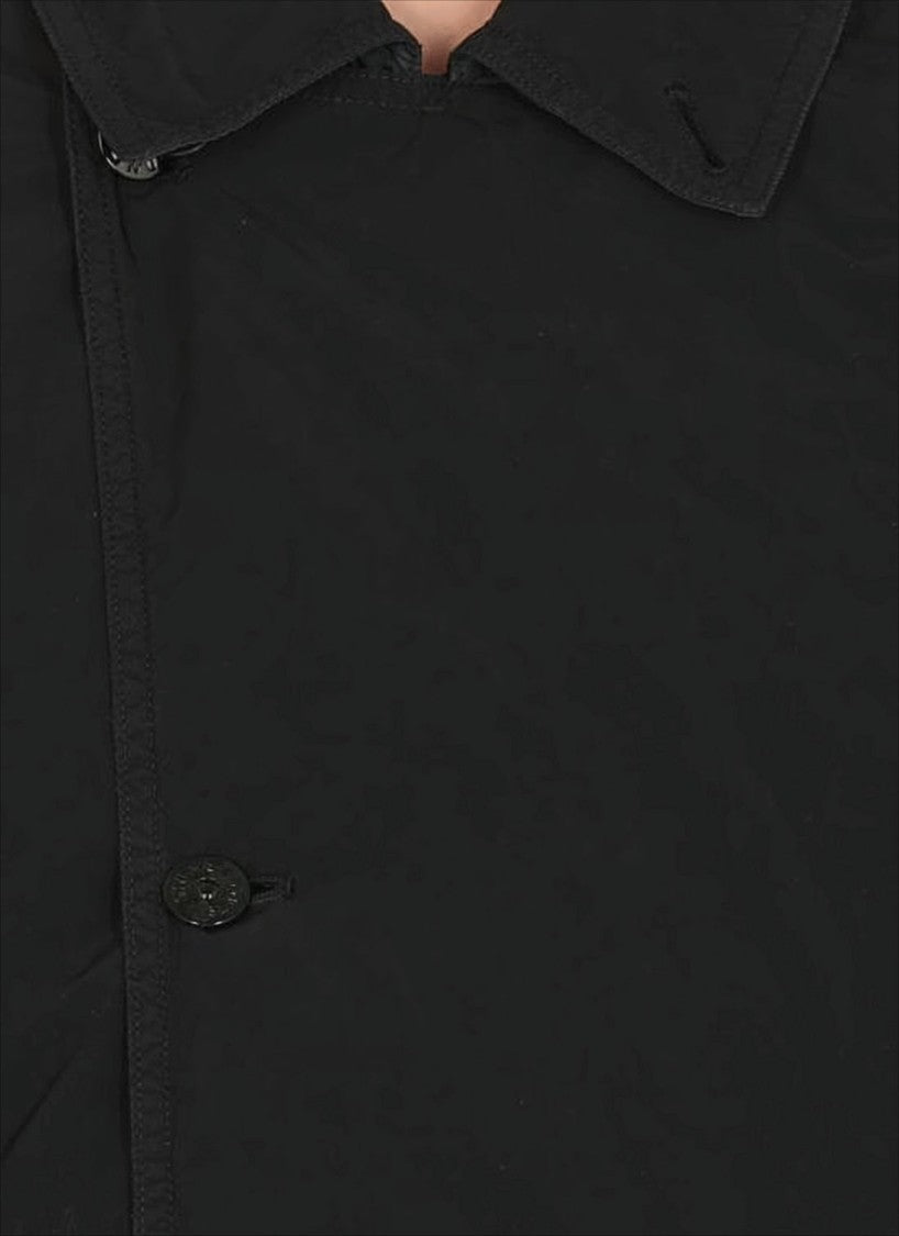 Boxy Black Casual Jacket with Wide Collar
