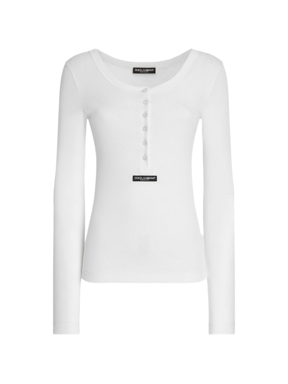 Ribbed White Long-Sleeve Top