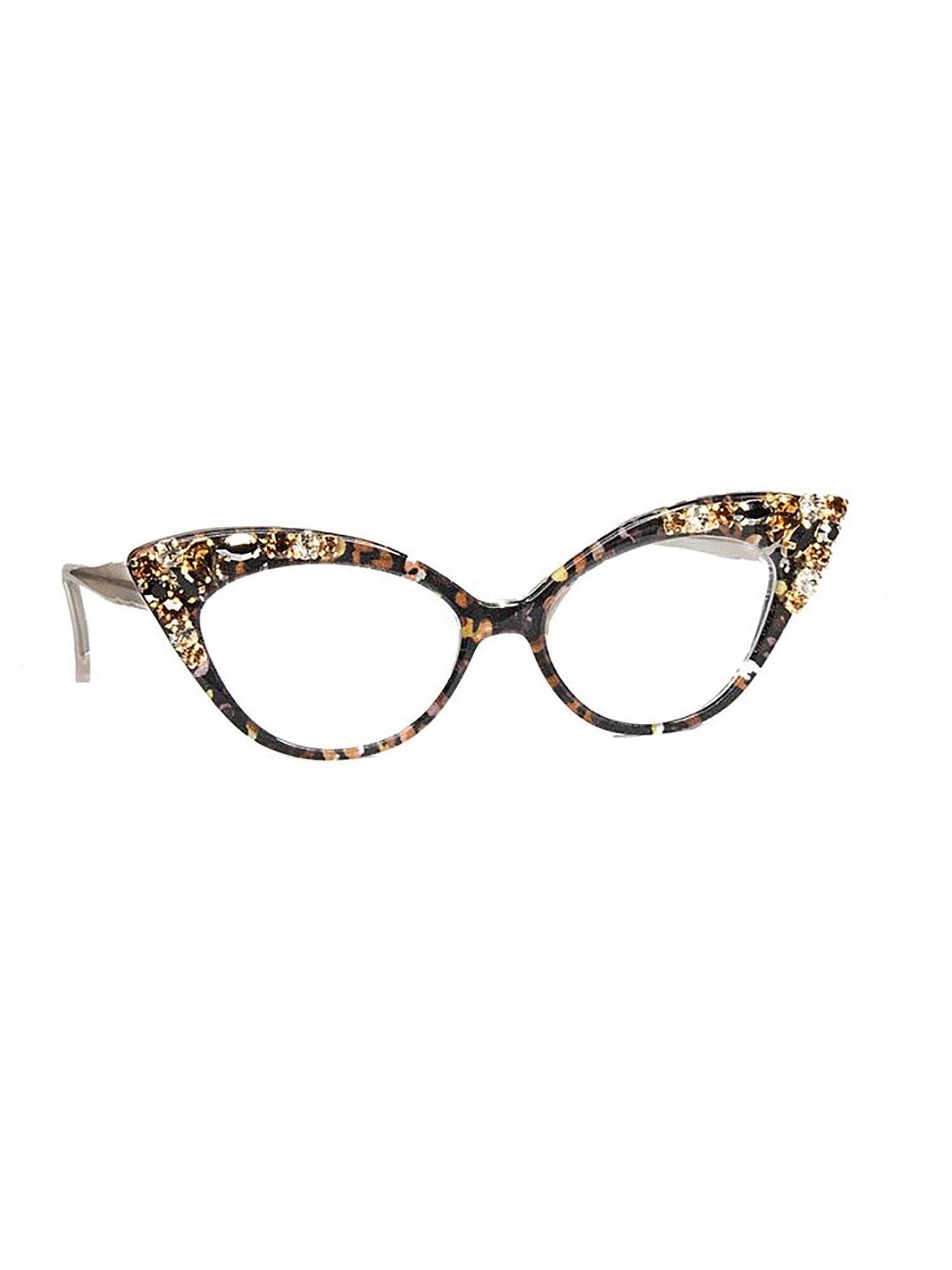 Cat-Eye Optical Frames with Bold Multi-Colored Pattern
