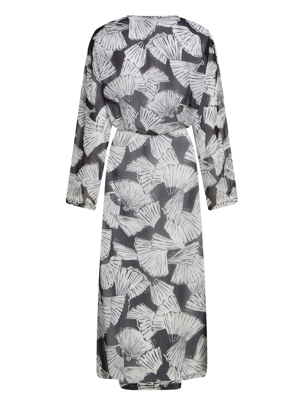 Mid-Calf Sheer Kaftan with Abstract Print