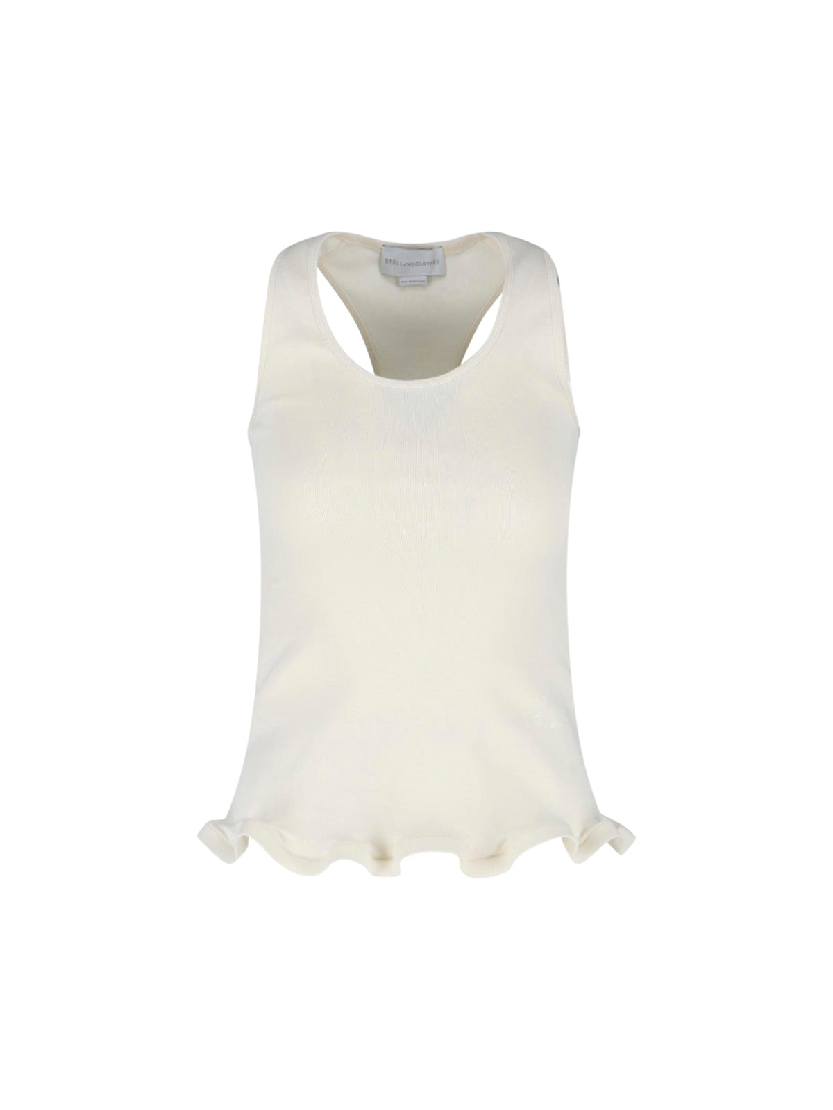 Cream Ruffle Hem Cotton Tank Top