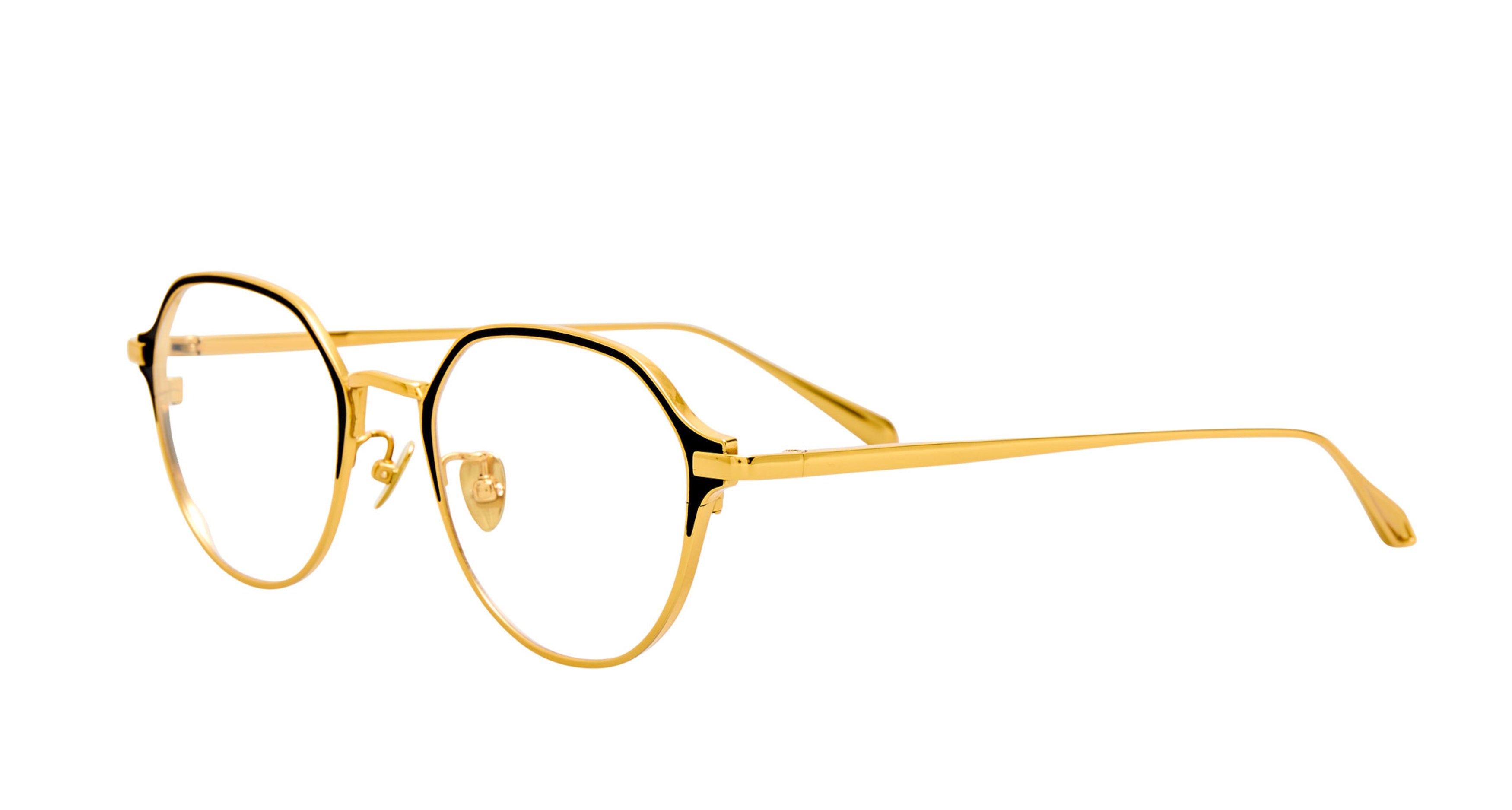 Lfl Geometric Titanium Sunglasses with Polished Gold Finish