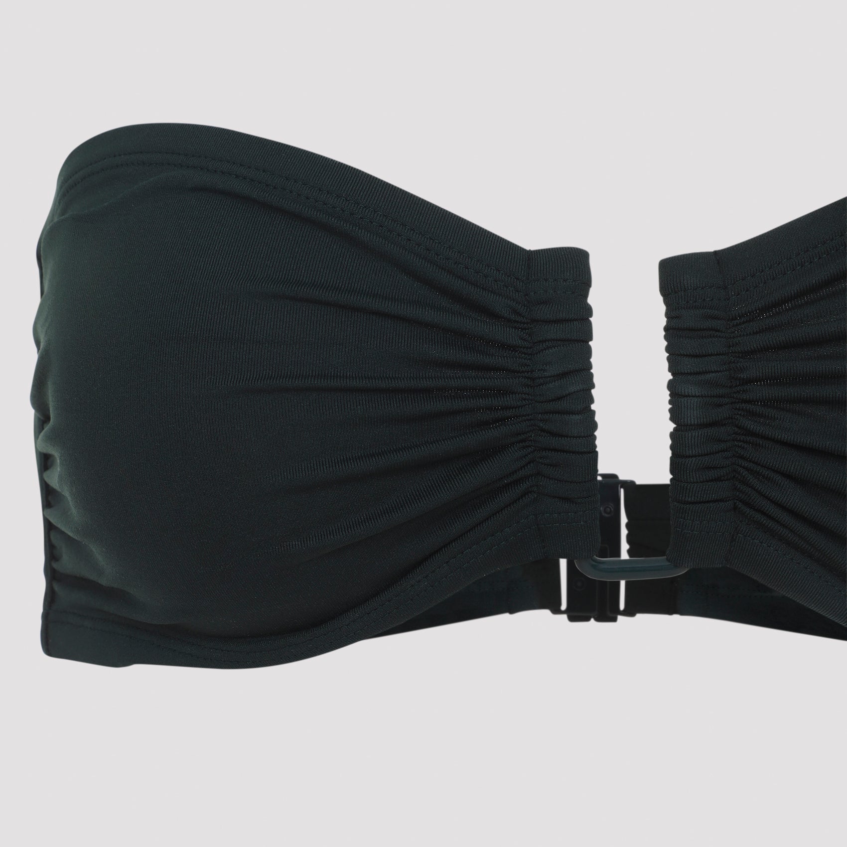 Bandeau Bikini Top with U-Shape Metal Link and Bust Shirring