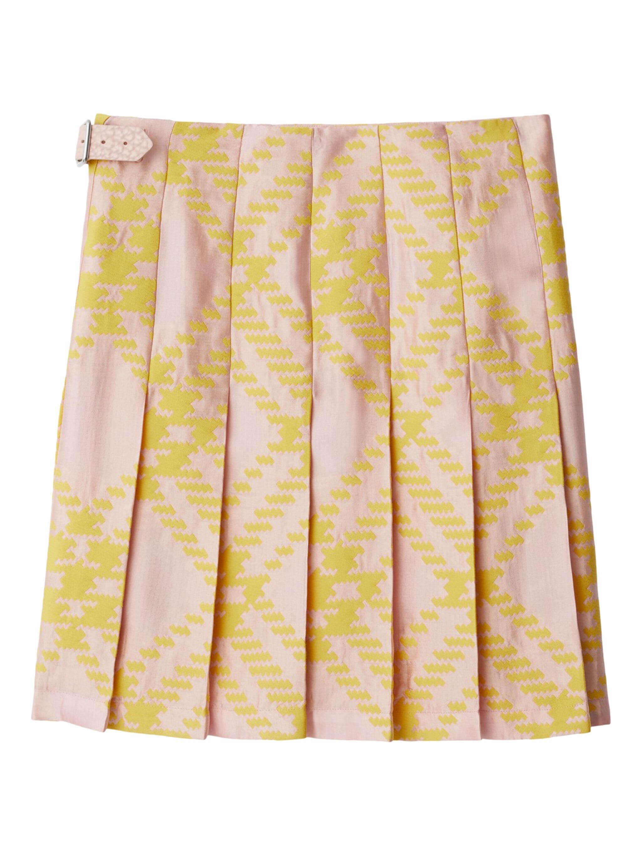 Check Jacquard Silk Cotton Kilt
