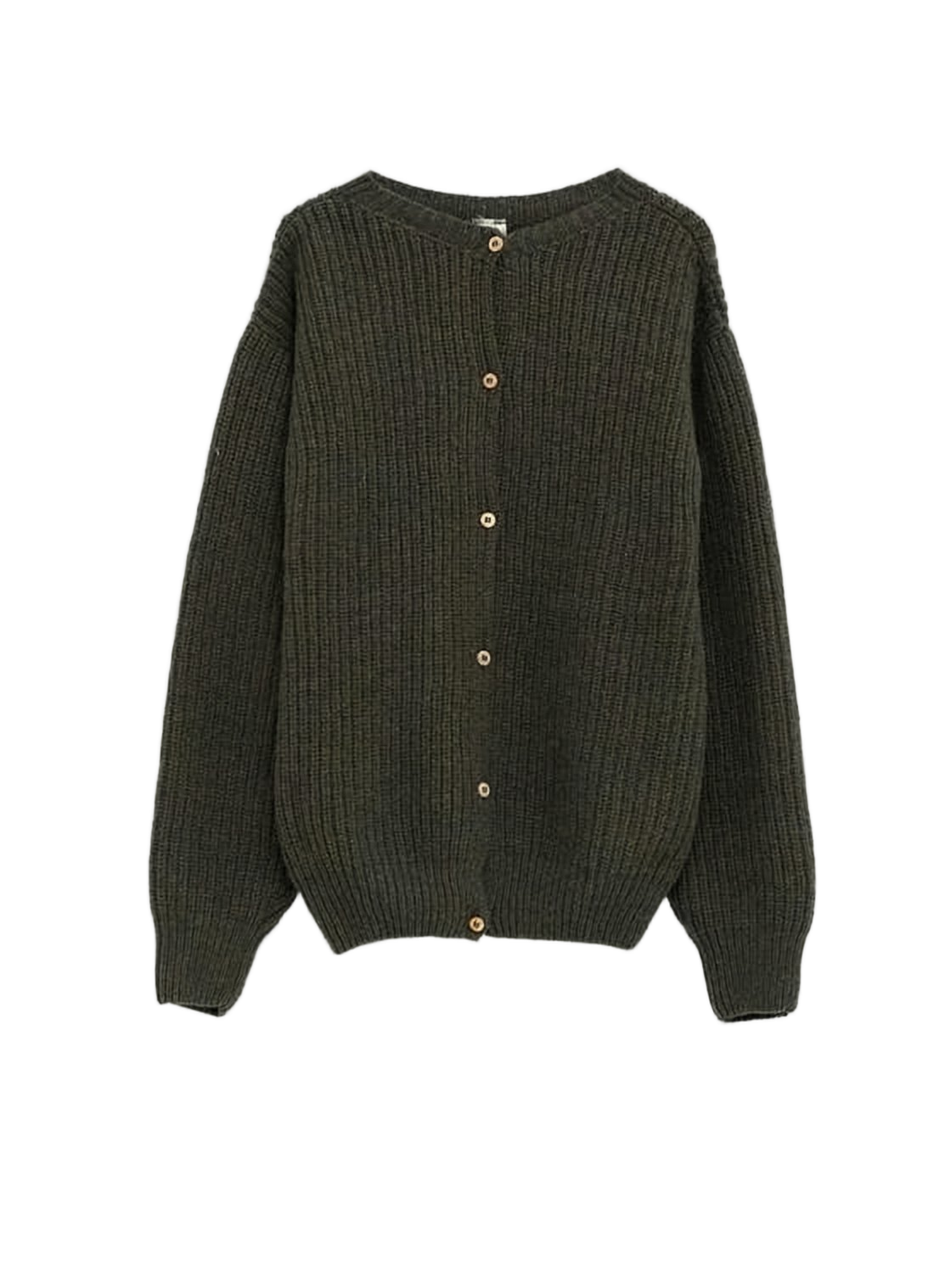 Ribbed Knit Cardigan with Button-Down Front