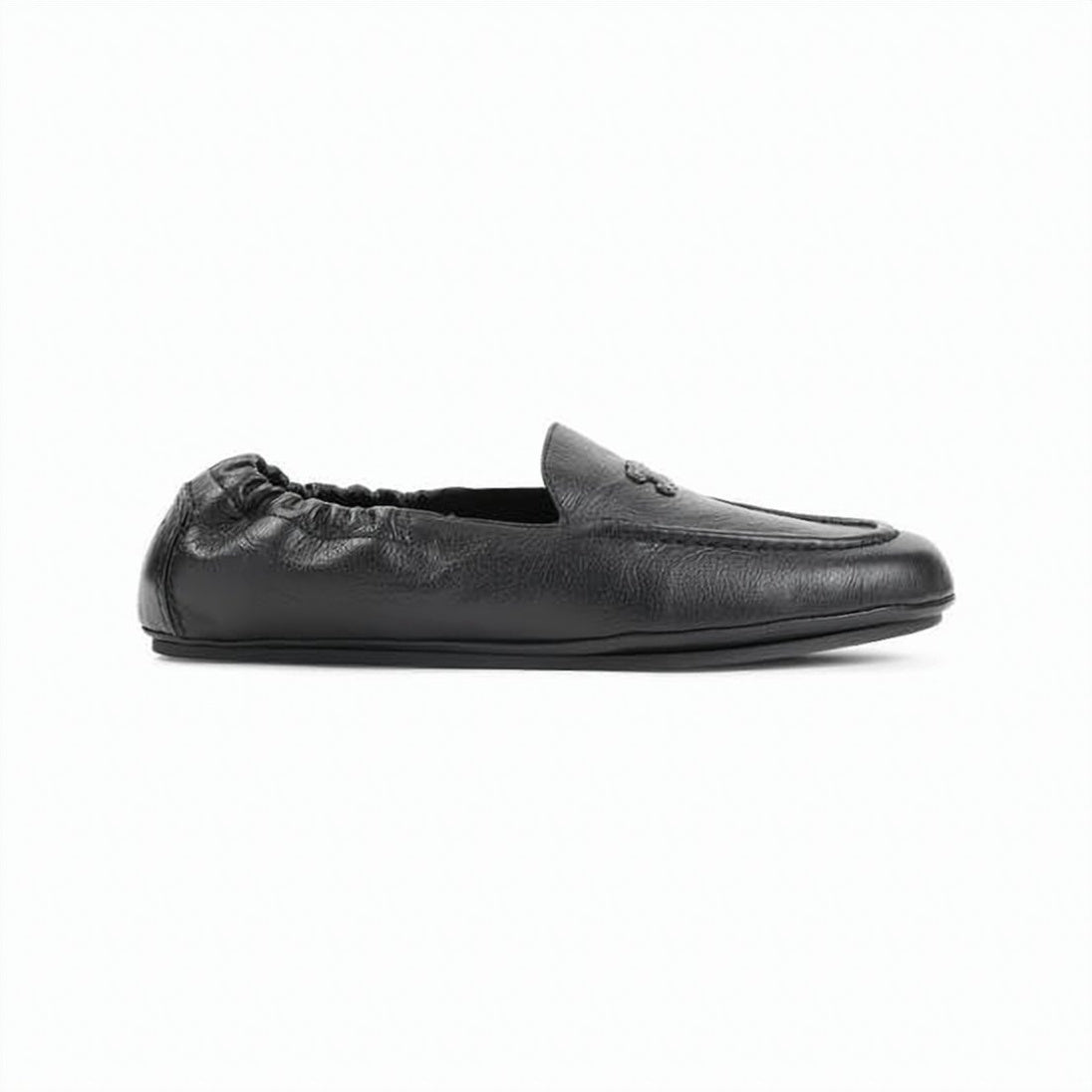 Goat Leather Loafers with Rounded Toe and Elasticized Back