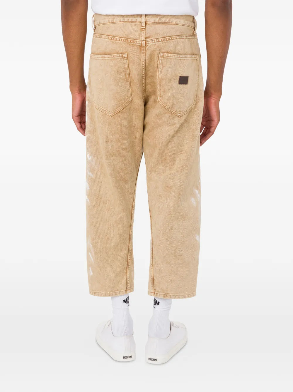 Cropped Pants With Abstract Paint Splatter Design
