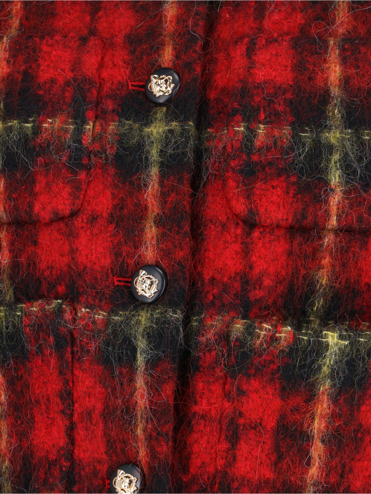 Cropped Red Plaid Tweed Jacket