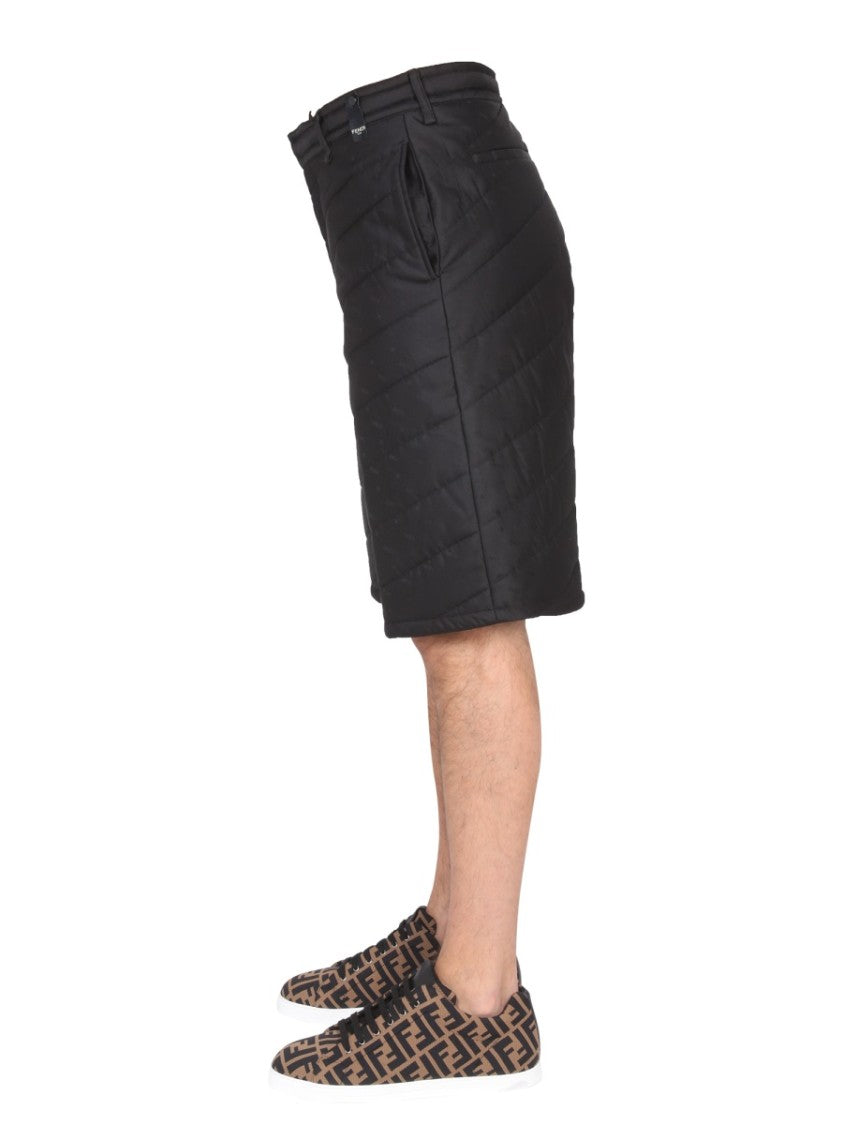 Quilted Black Bermuda Shorts