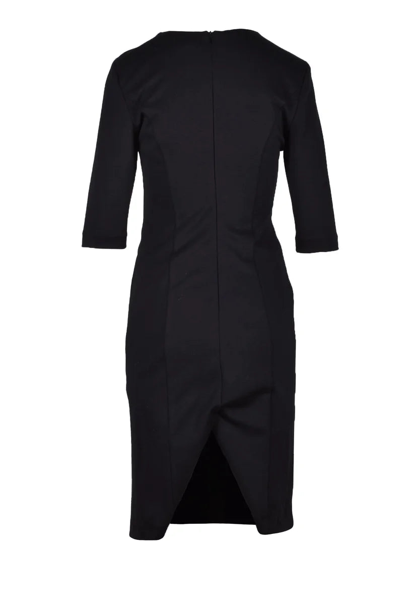 Viscose Stretch Sheath Dress - Black
