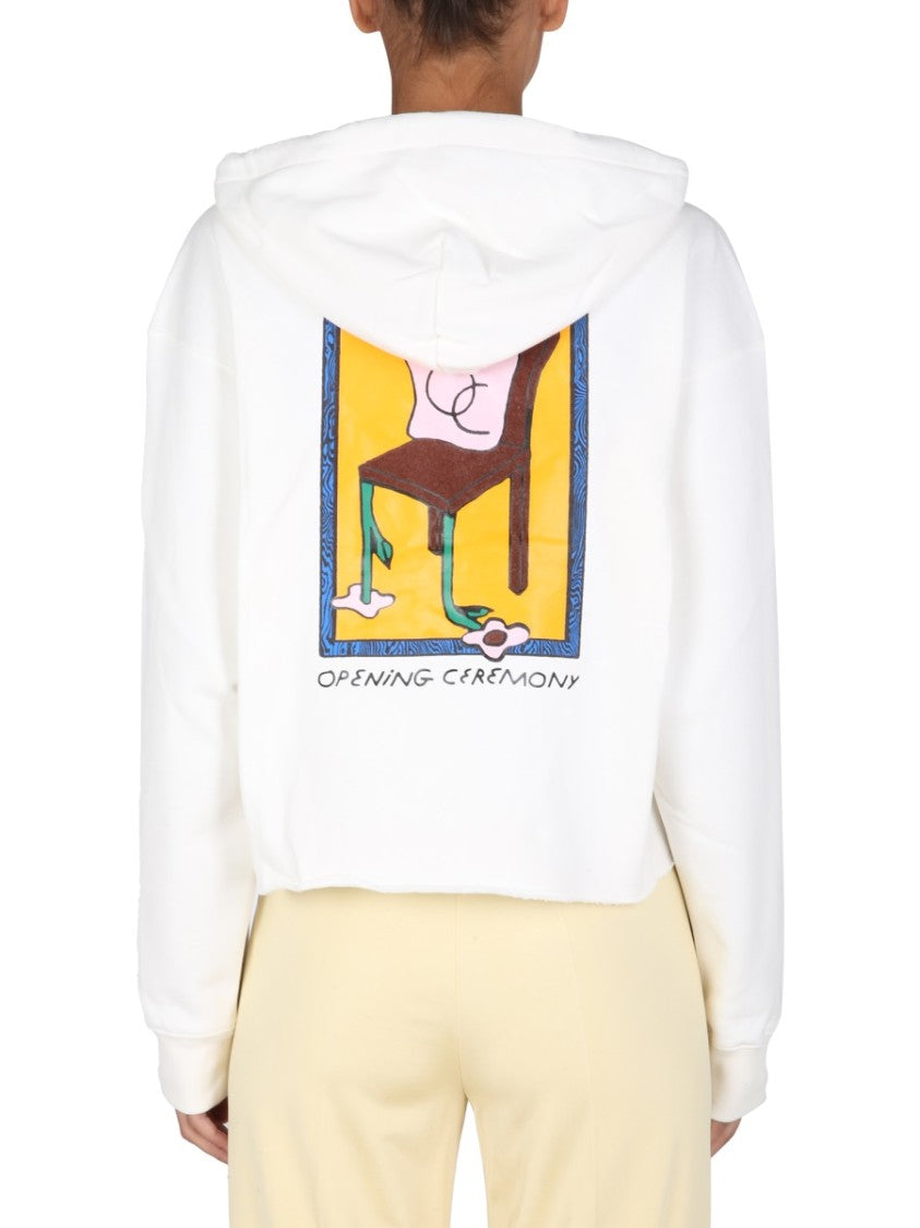 Cropped Hoodie With Artistic Graphics