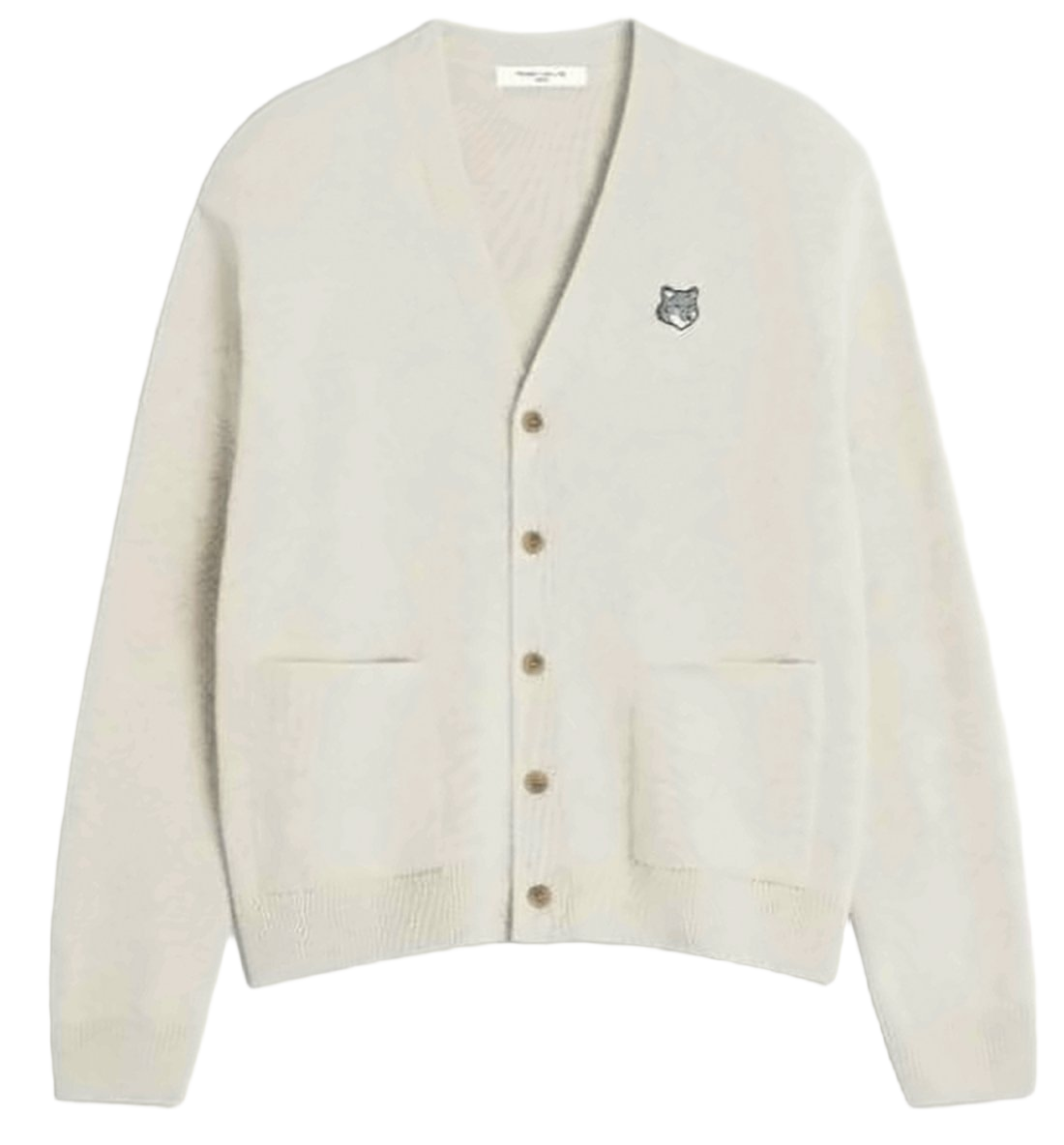 Lambswool Cardigan With V-Neck And Fox Emblem