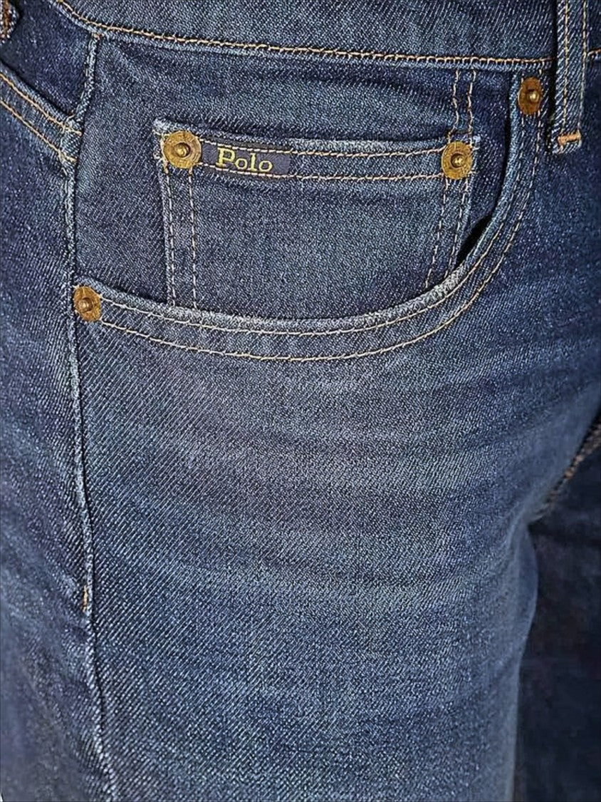 Slim-Fit Denim Pants with Mid-Rise Waist and Classic Five-Pocket Design