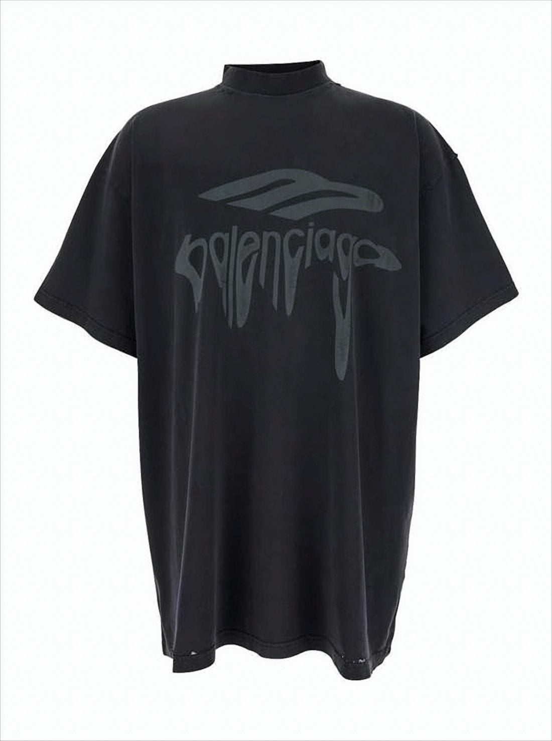Short-Sleeve T-Shirt with Distressed Neckline