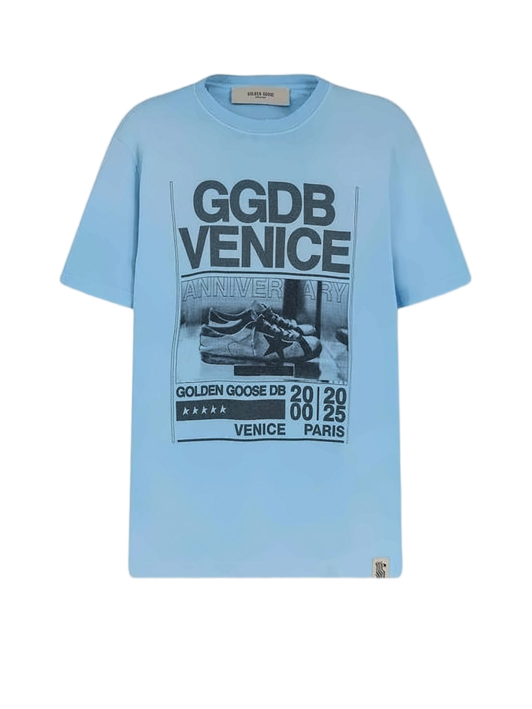 Light Blue Graphic Print Cotton T-Shirt