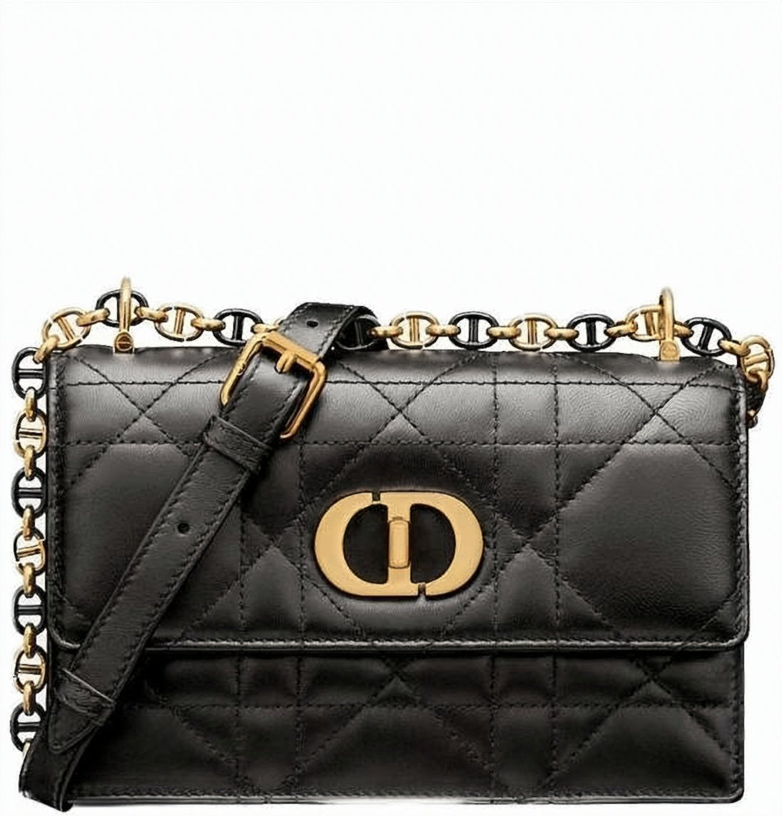 Quilted Lambskin Shoulder Bag with Gold-tone Logo