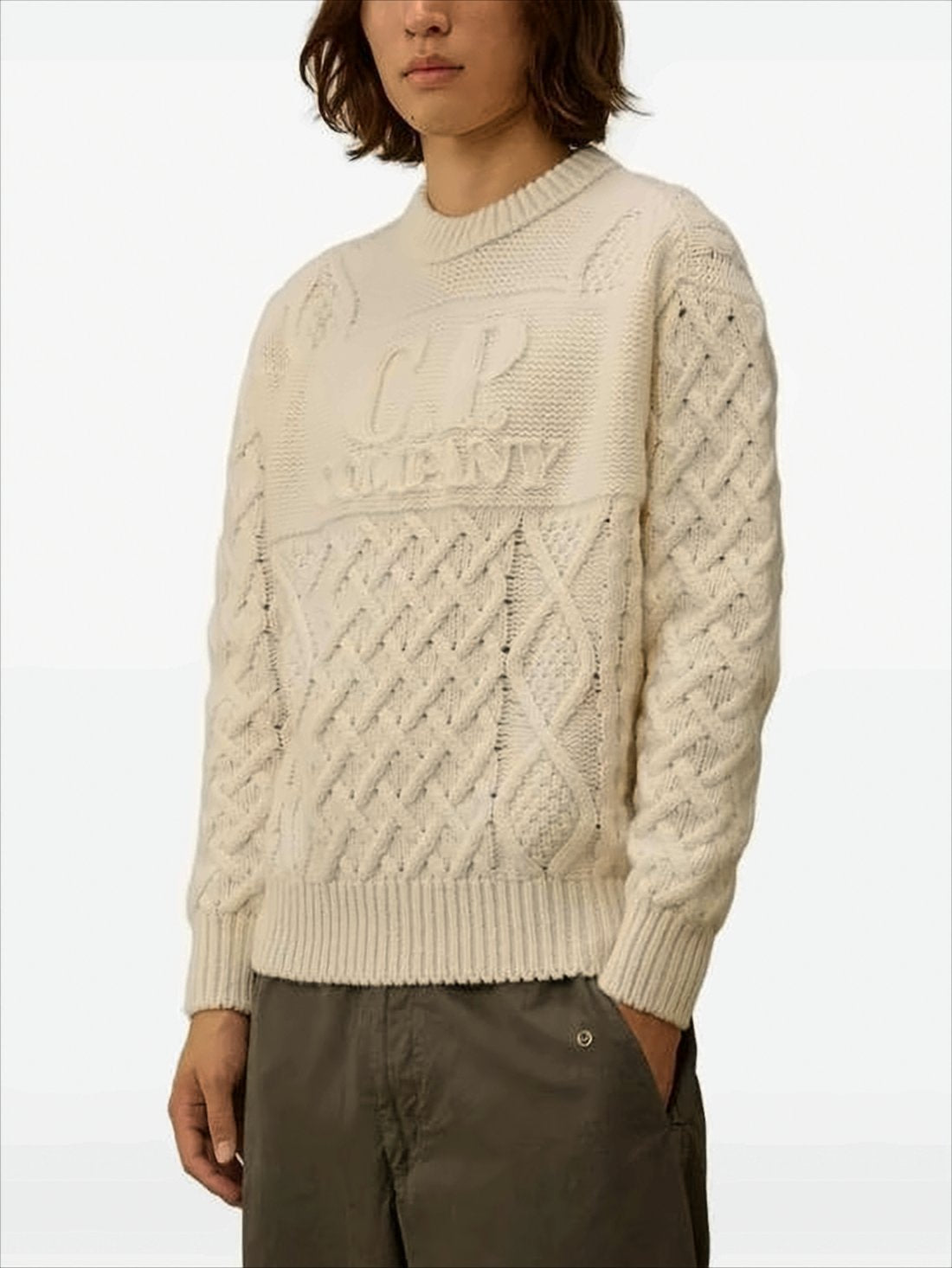 Textured Knit Sweater with Embroidered Logo Detail