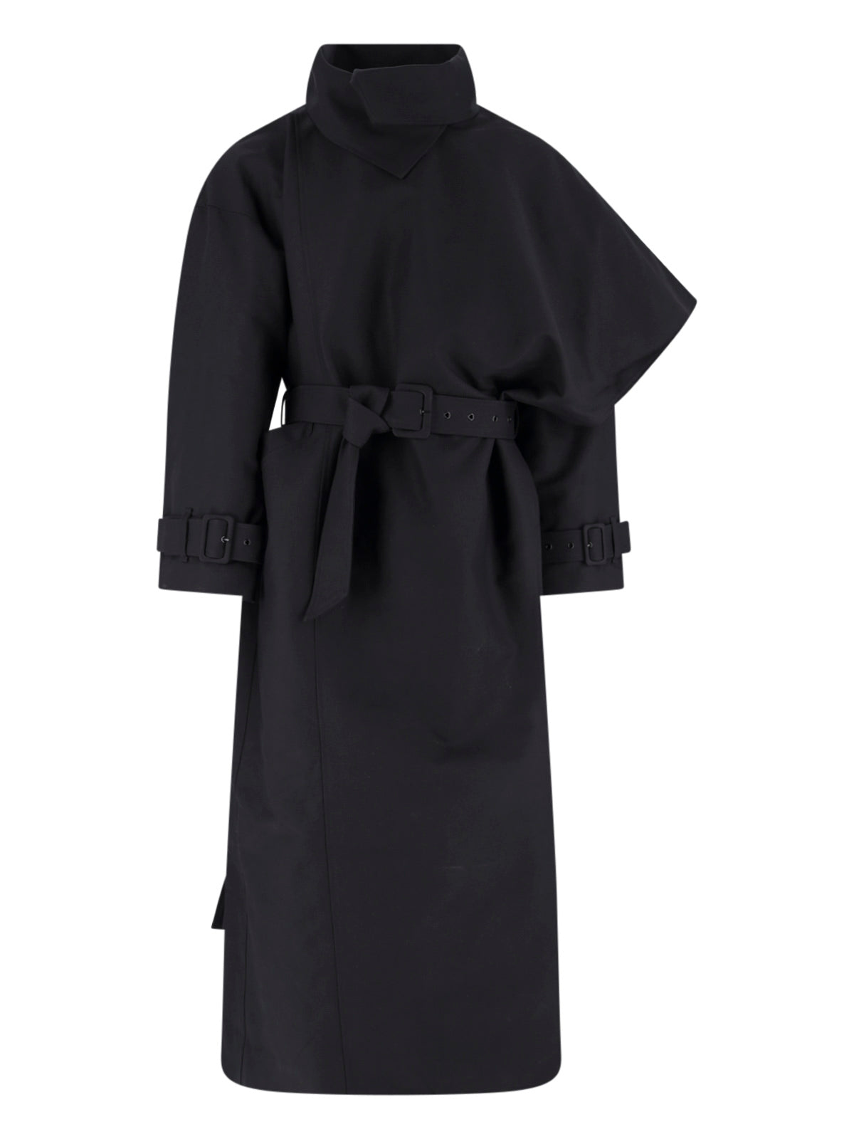 Black Asymmetrical Cape Overlay Jacket