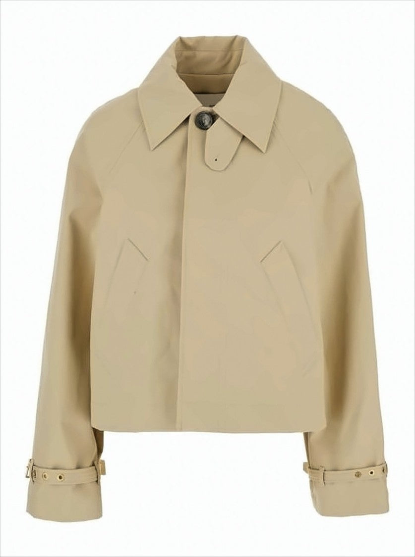 Cropped Jacket with Structured Collar and Adjustable Cuffs