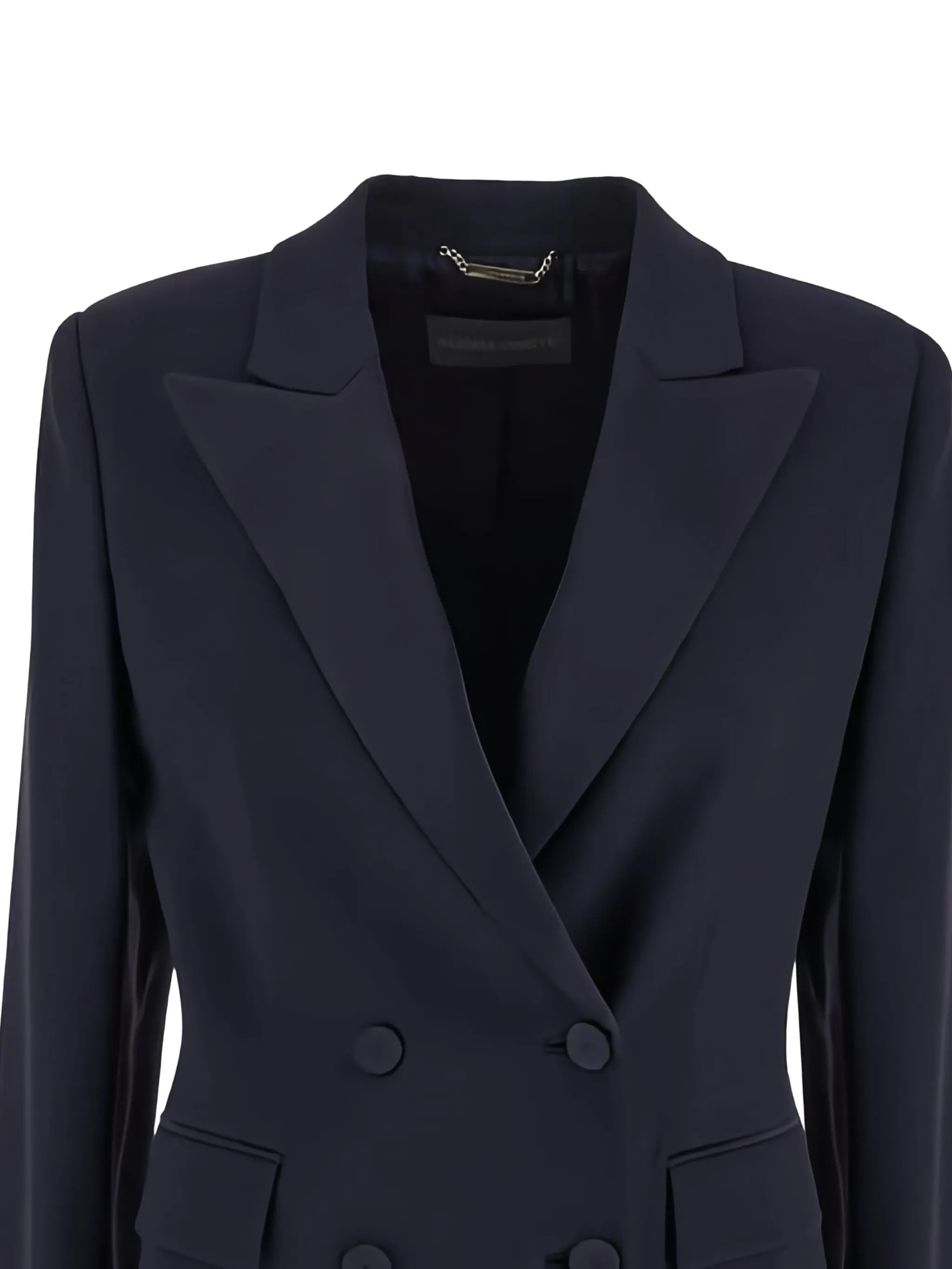 Black Blazer Enver Double-Breasted Satin Blazer
