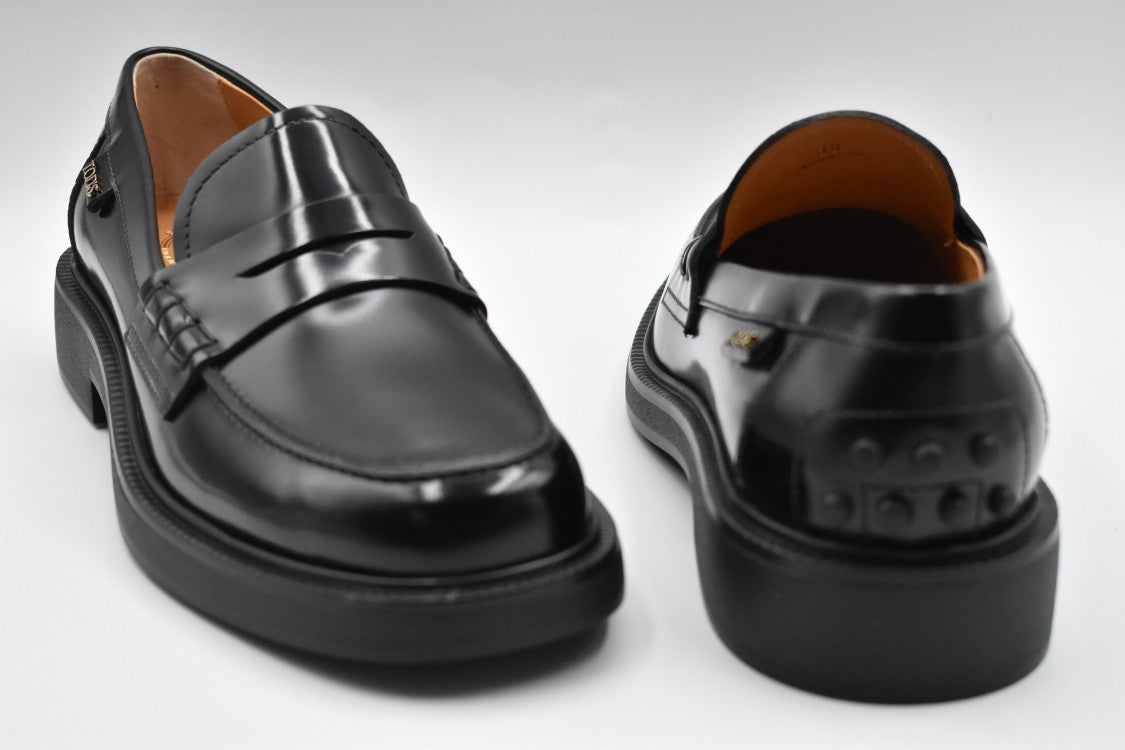 Laced Black Flat Shoes With Design