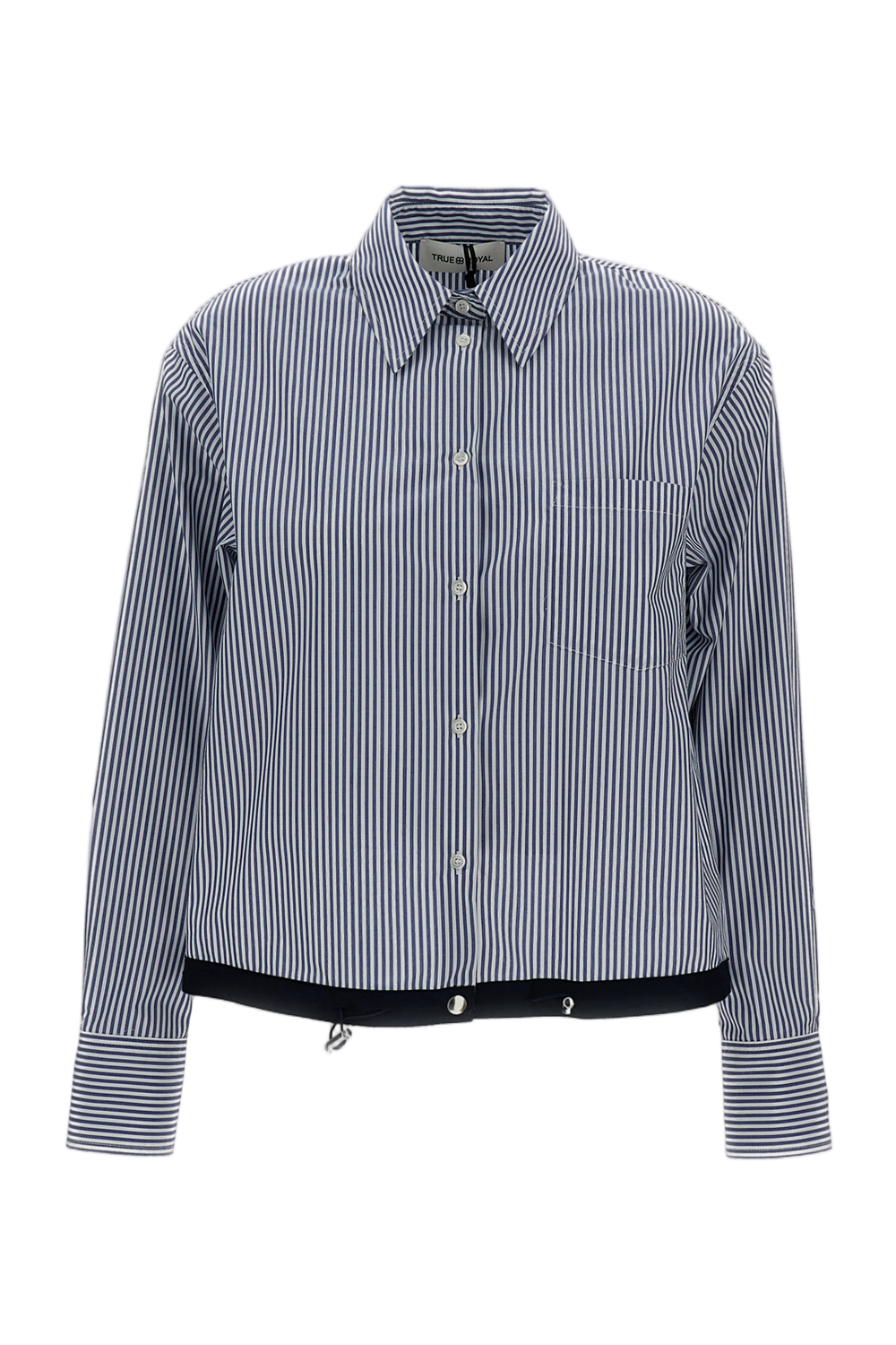 Cropped Shirt with Vertical Blue