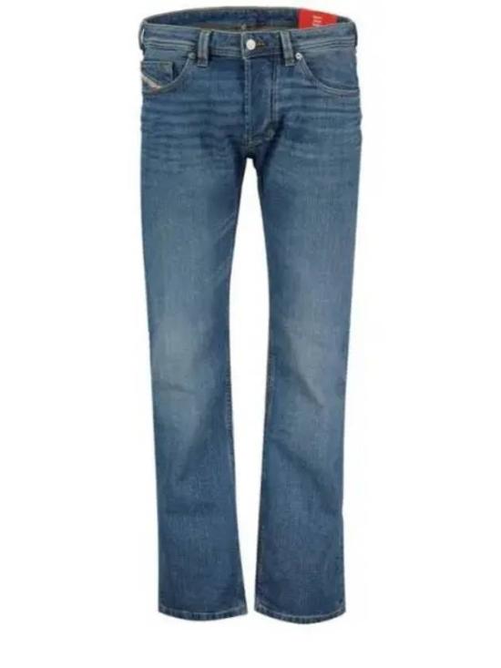 Medium Blue Wash Denim Pants with Subtle Whiskering