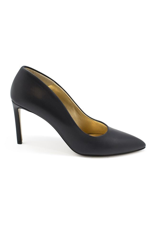 Blue Leather Pumps With Pointed Toe
