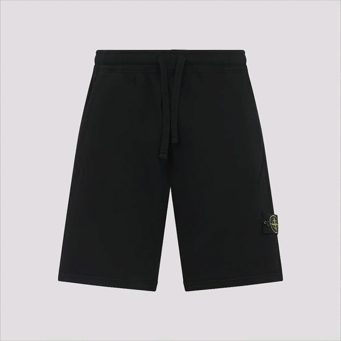 Black Shorts with Drawstring Waist and Logo Patch