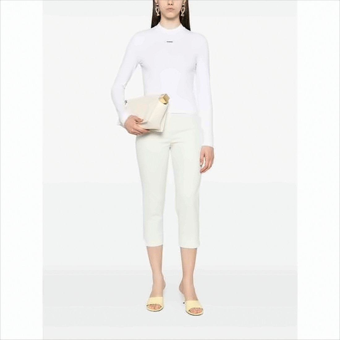Fitted Long-Sleeve Top with High Neckline