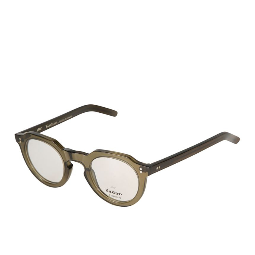 Storiko Rounded Olive-Toned Acetate Eyeglasses with Keyhole Bridge