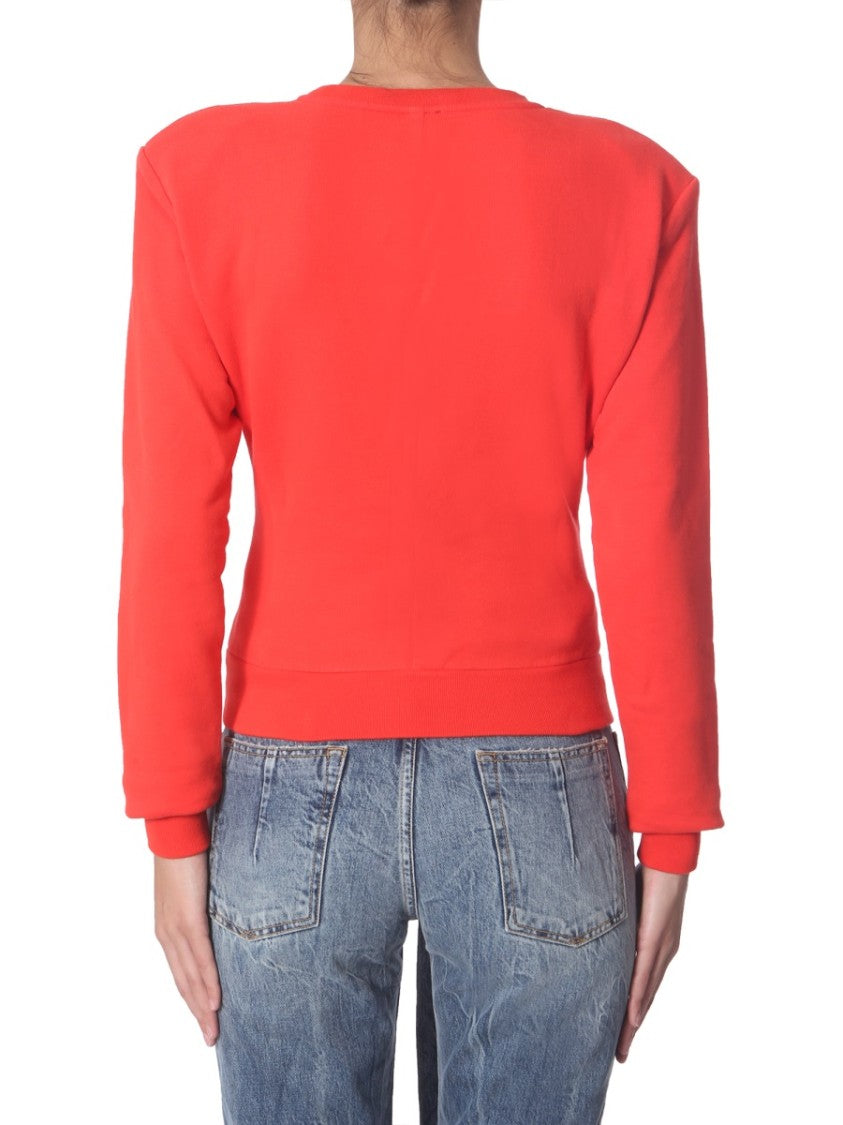 Asymmetrical Red Crew Neck Sweatshirt