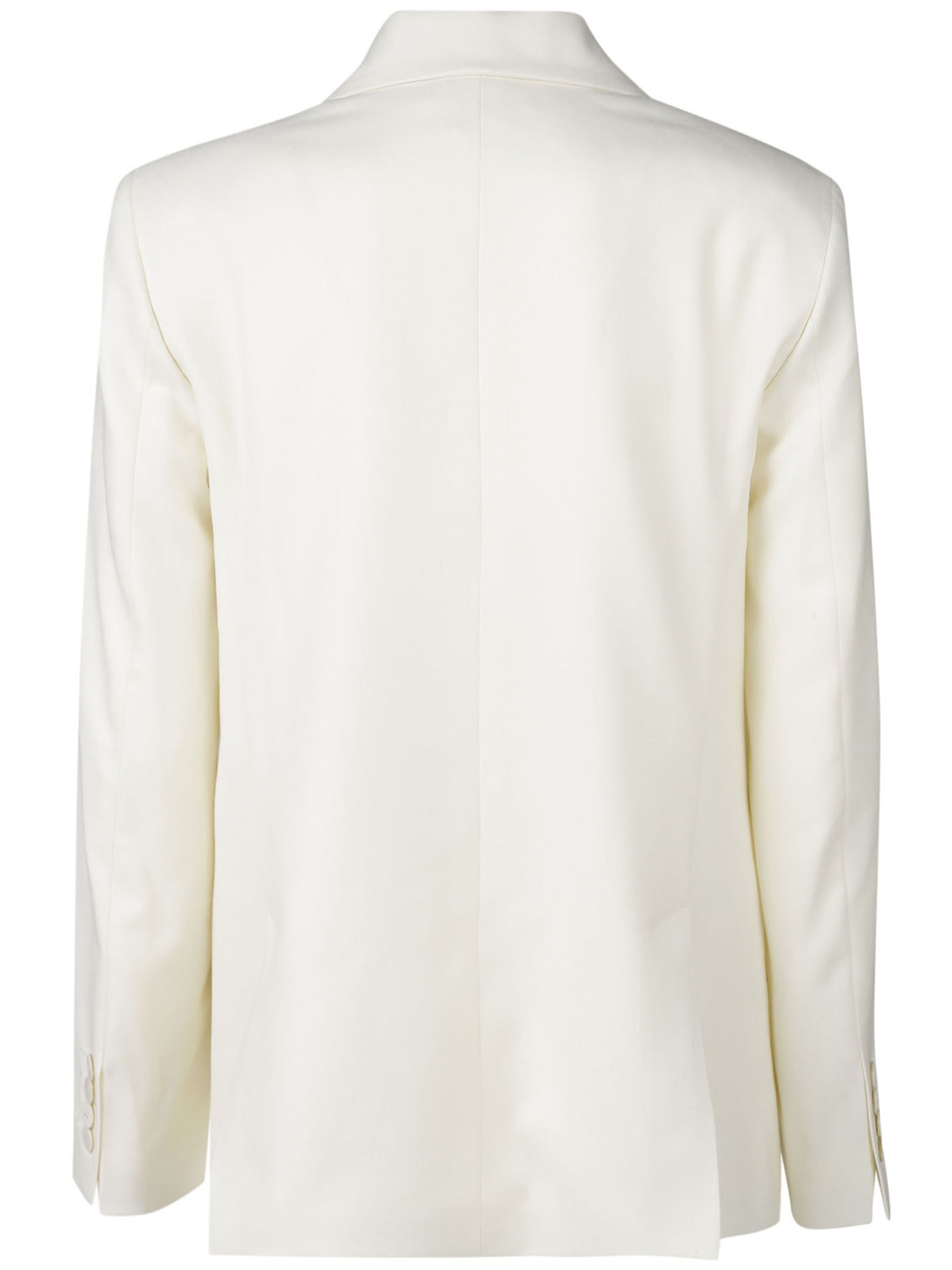 White Double-Breasted Structured Tailored Wool Blazer