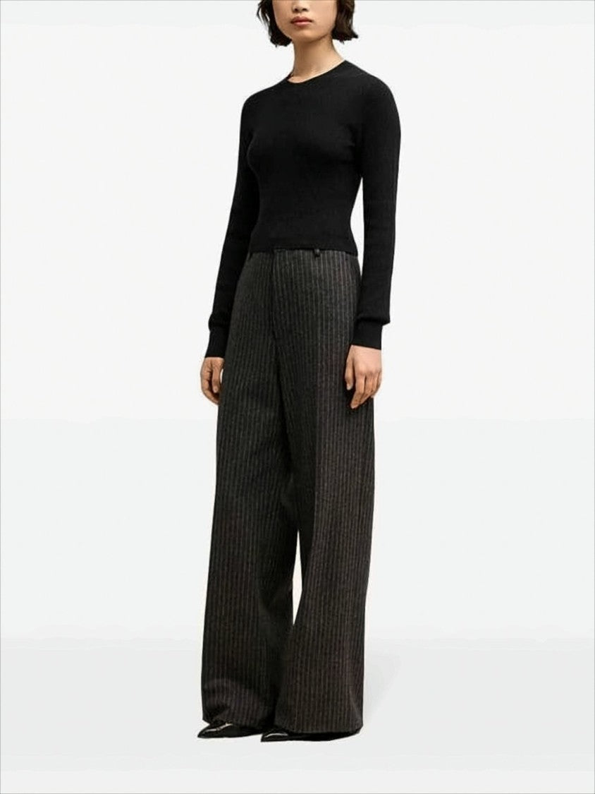 Textured Knit Sweater With Classic Crew Neckline