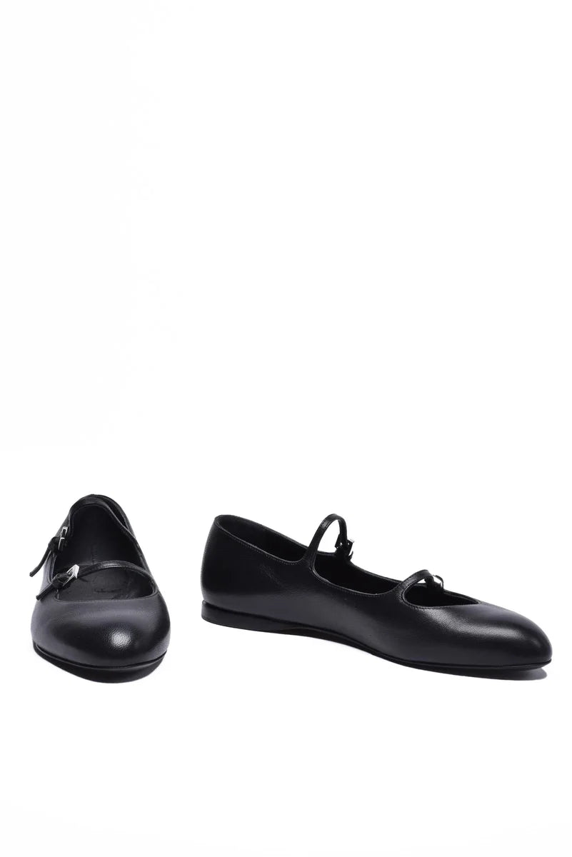 Leather Ballerinas Rubber - Black