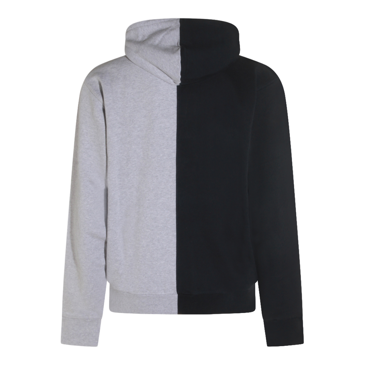 Split Color Design Hoodie with Textured Logo