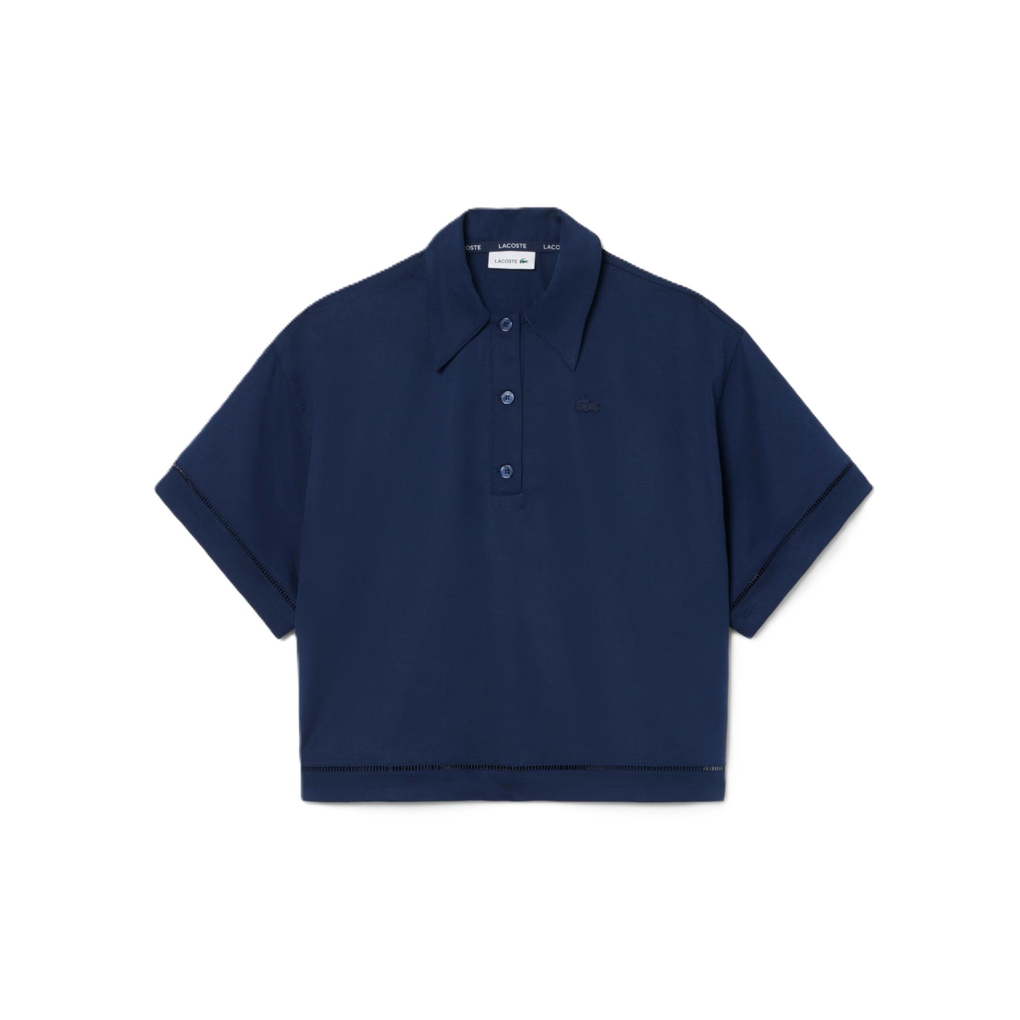 Boxy Cropped Short-Sleeved Polo Shirt with Classic Collar