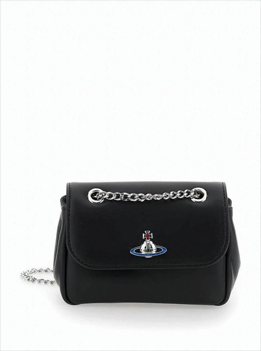 Smooth Lambskin Shoulder Bag with Metallic Emblem