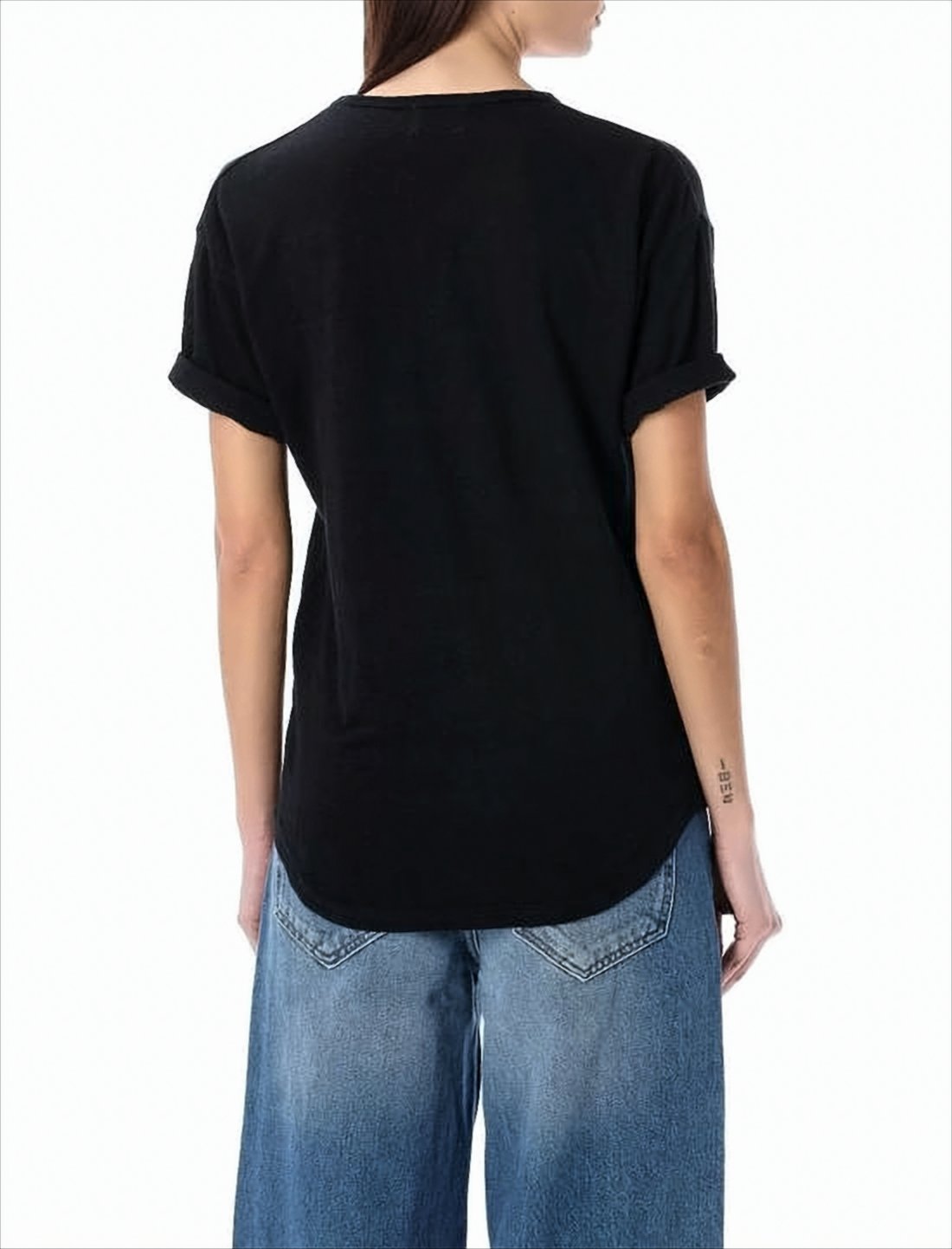 Czarny T-shirt z efektem sprania i zniszczenia